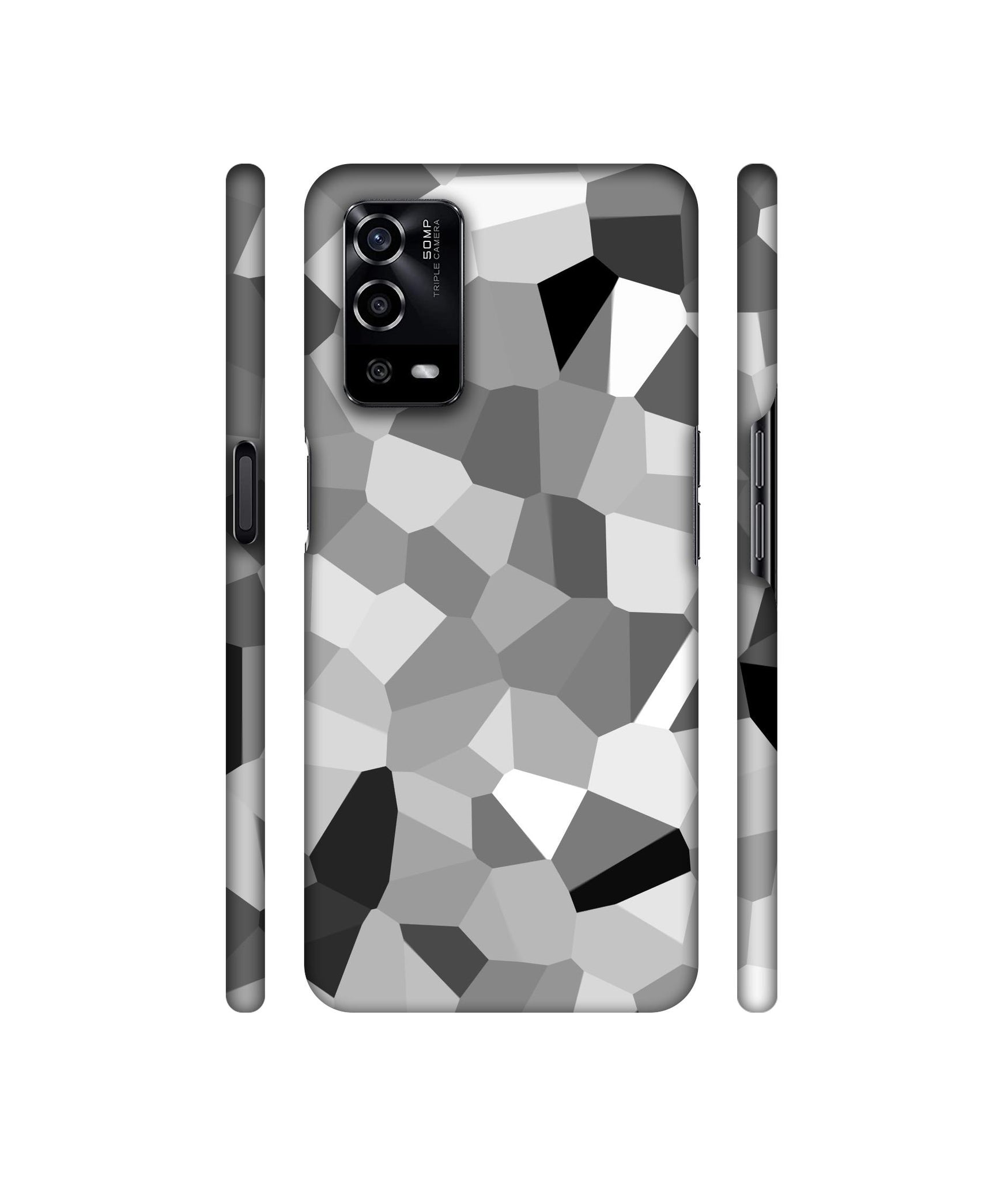 Black & White Mathematical Shape Designer Hard Back Cover for Oppo A55 4G