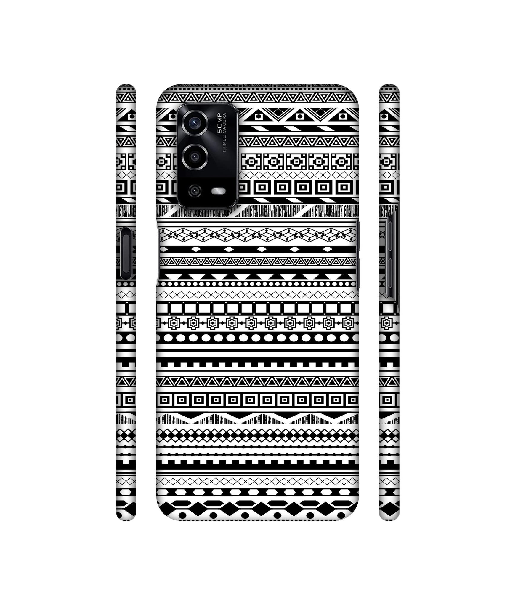 Black & White Patterns Designer Hard Back Cover for Oppo A55 4G