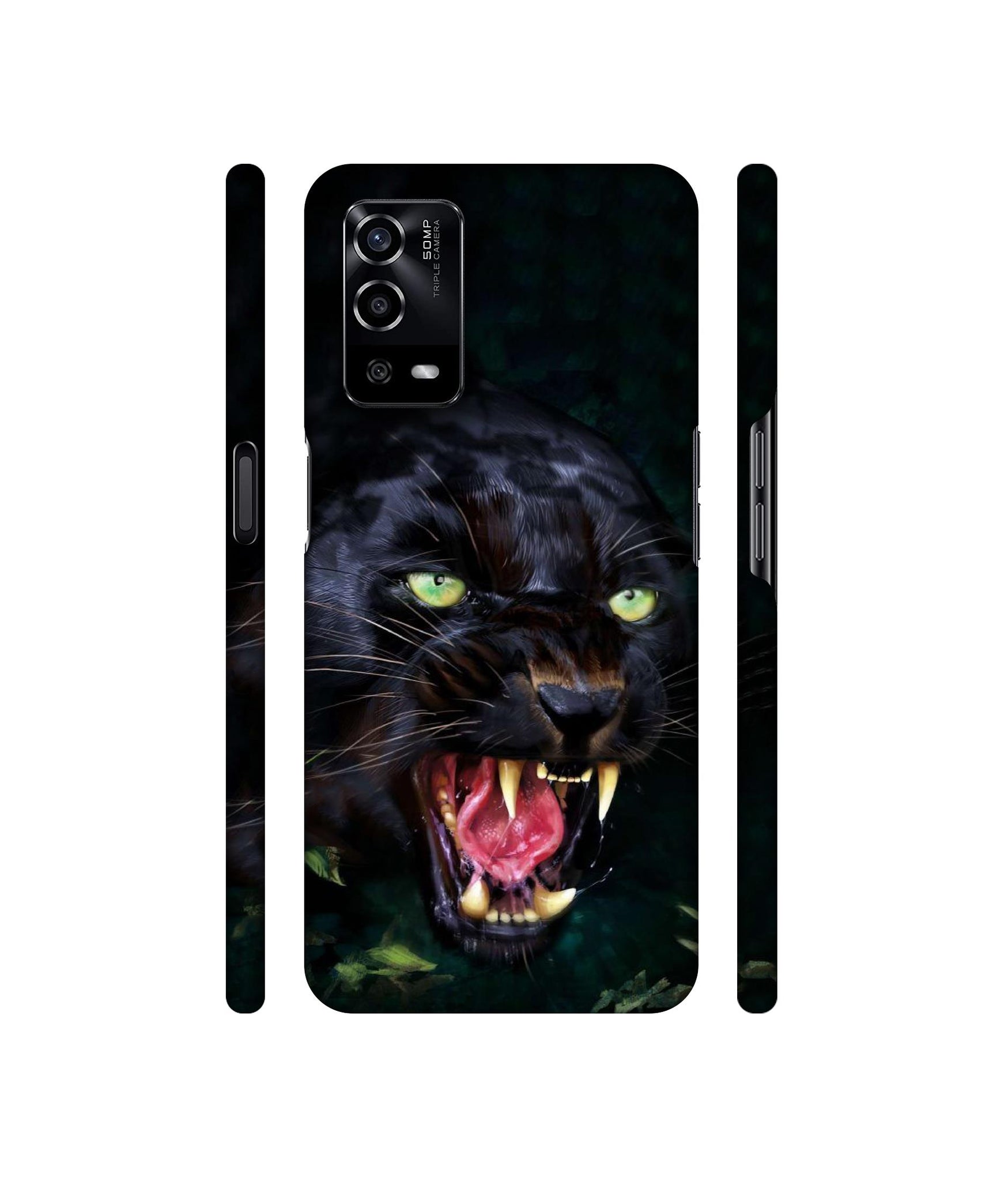Angry Black Tiger Face Designer Hard Back Cover for Oppo A55 4G
