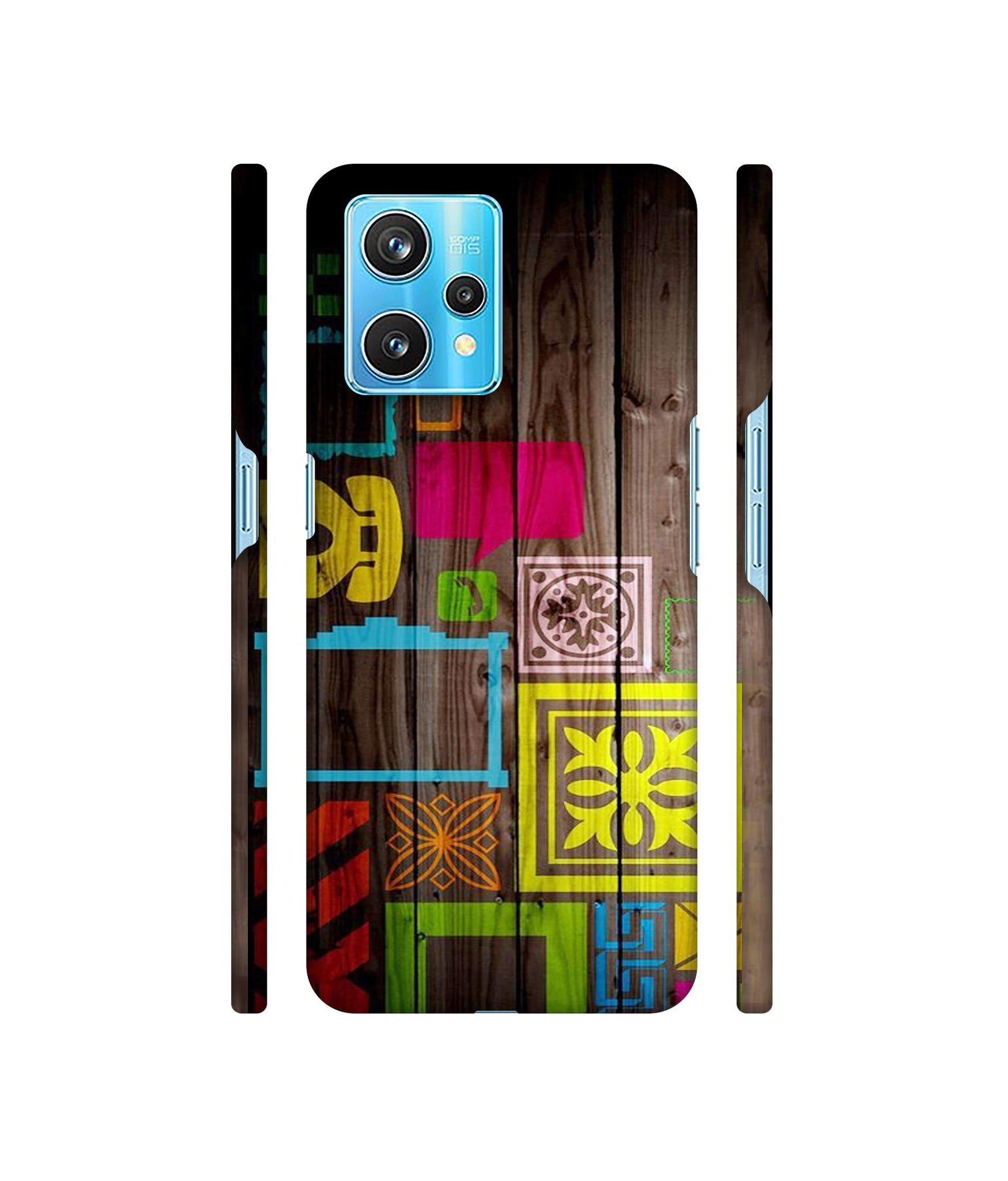 Stamps on Wooden Texture Designer Hard Back Cover for Realme 9 Pro Plus 5G