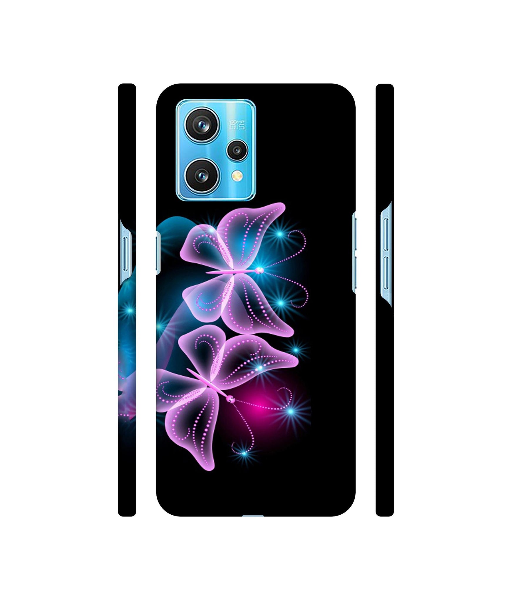 Butterflies Neon Light Designer Hard Back Cover for Realme 9 Pro Plus 5G