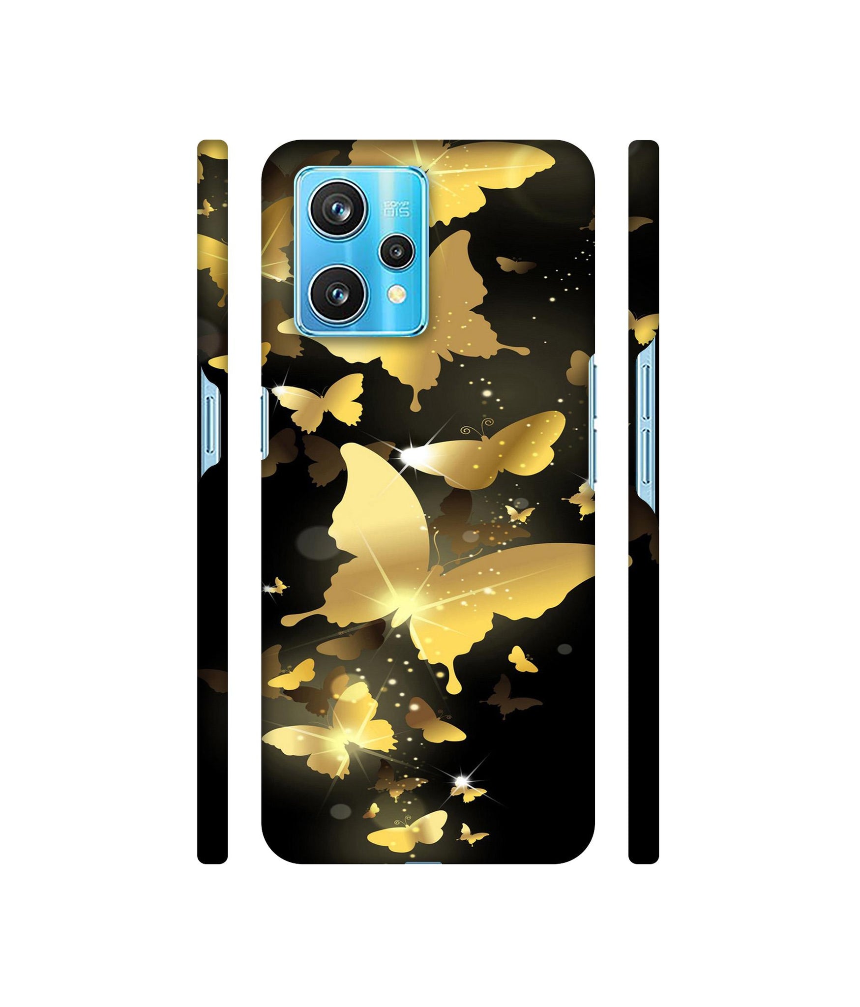 Golden Butterfly Pattern Designer Hard Back Cover for Realme 9 Pro Plus 5G