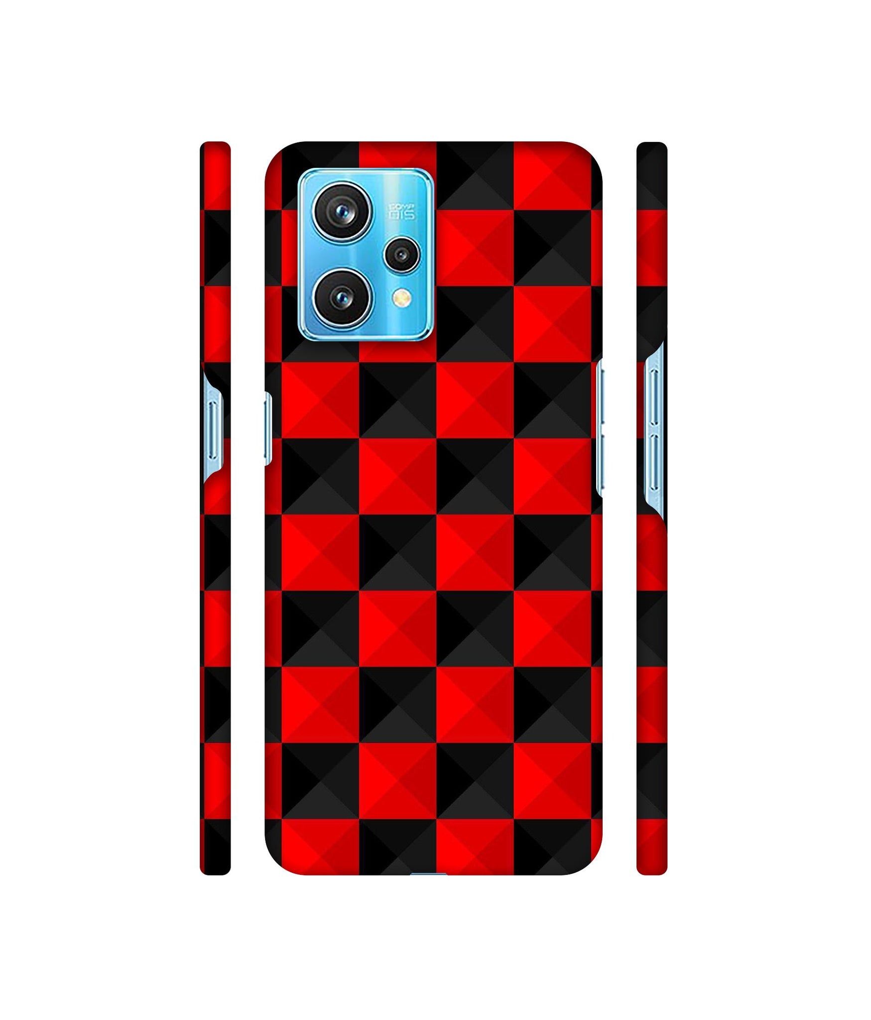 Red N Black Cubes Designer Hard Back Cover for Realme 9 Pro Plus 5G