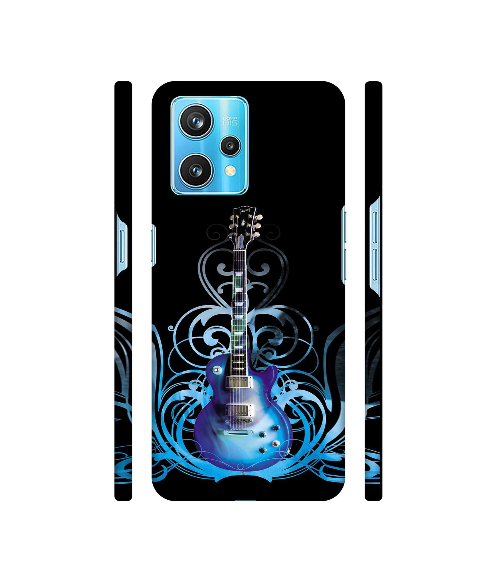 Guitar In Blue Pattern Designer Hard Back Cover for Realme 9 Pro Plus 5G