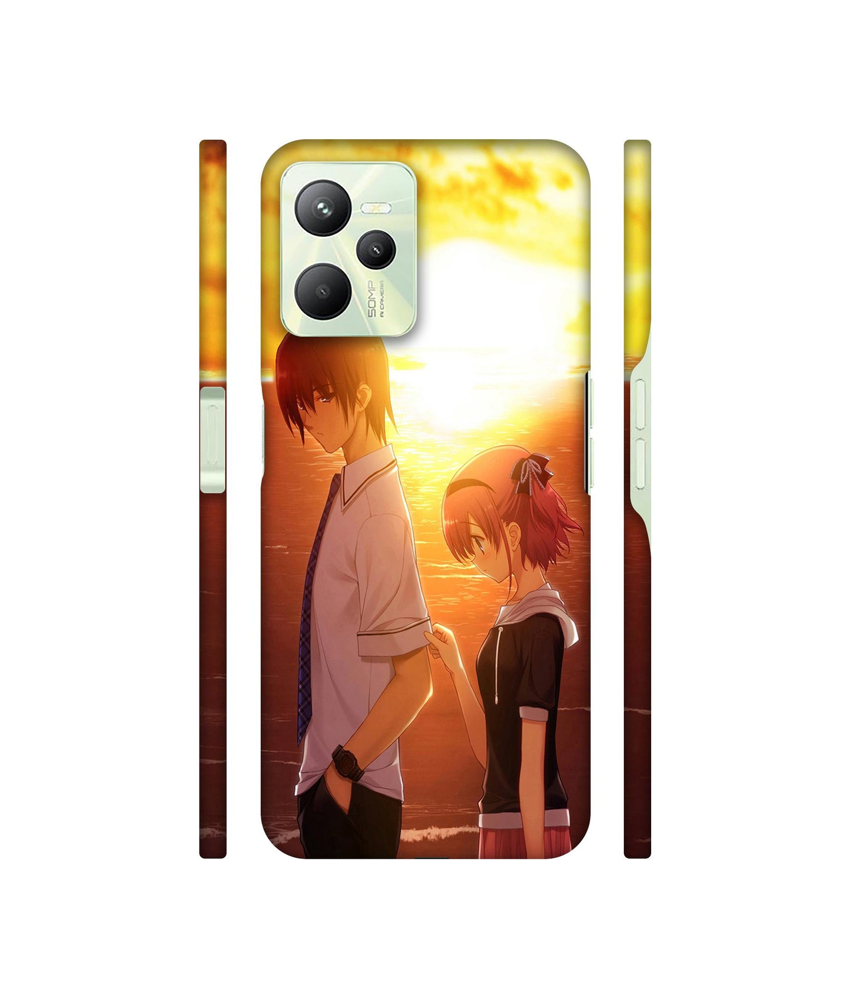 Girl Boy Sunset Sea Designer Hard Back Cover for Realme C35 4G