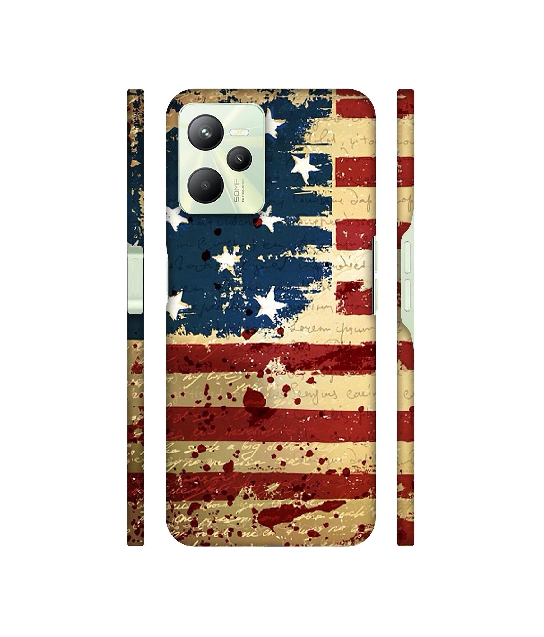 Colorful USA Flag Designer Hard Back Cover for Realme C35 4G