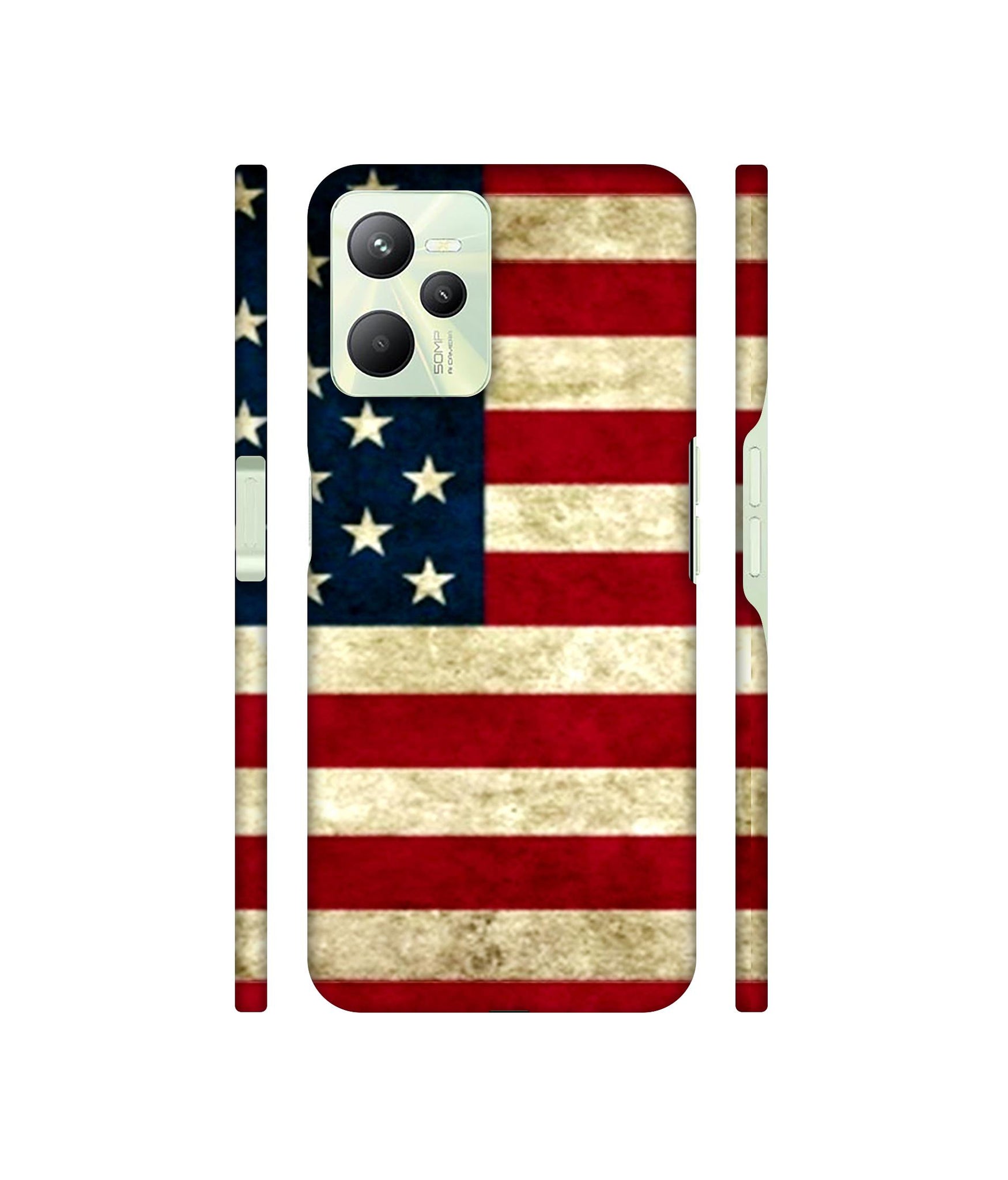 Multicoloured USA Flag Designer Hard Back Cover for Realme C35 4G