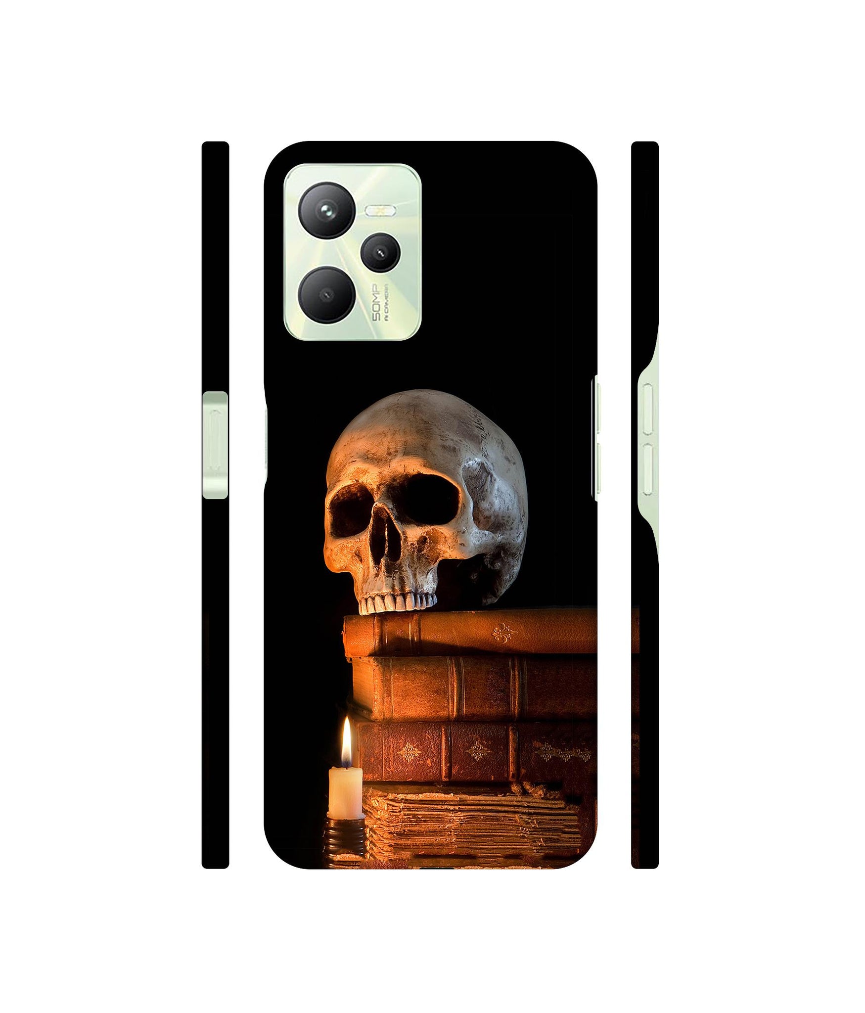 Skull Magic Candles Books Designer Hard Back Cover for Realme C35 4G
