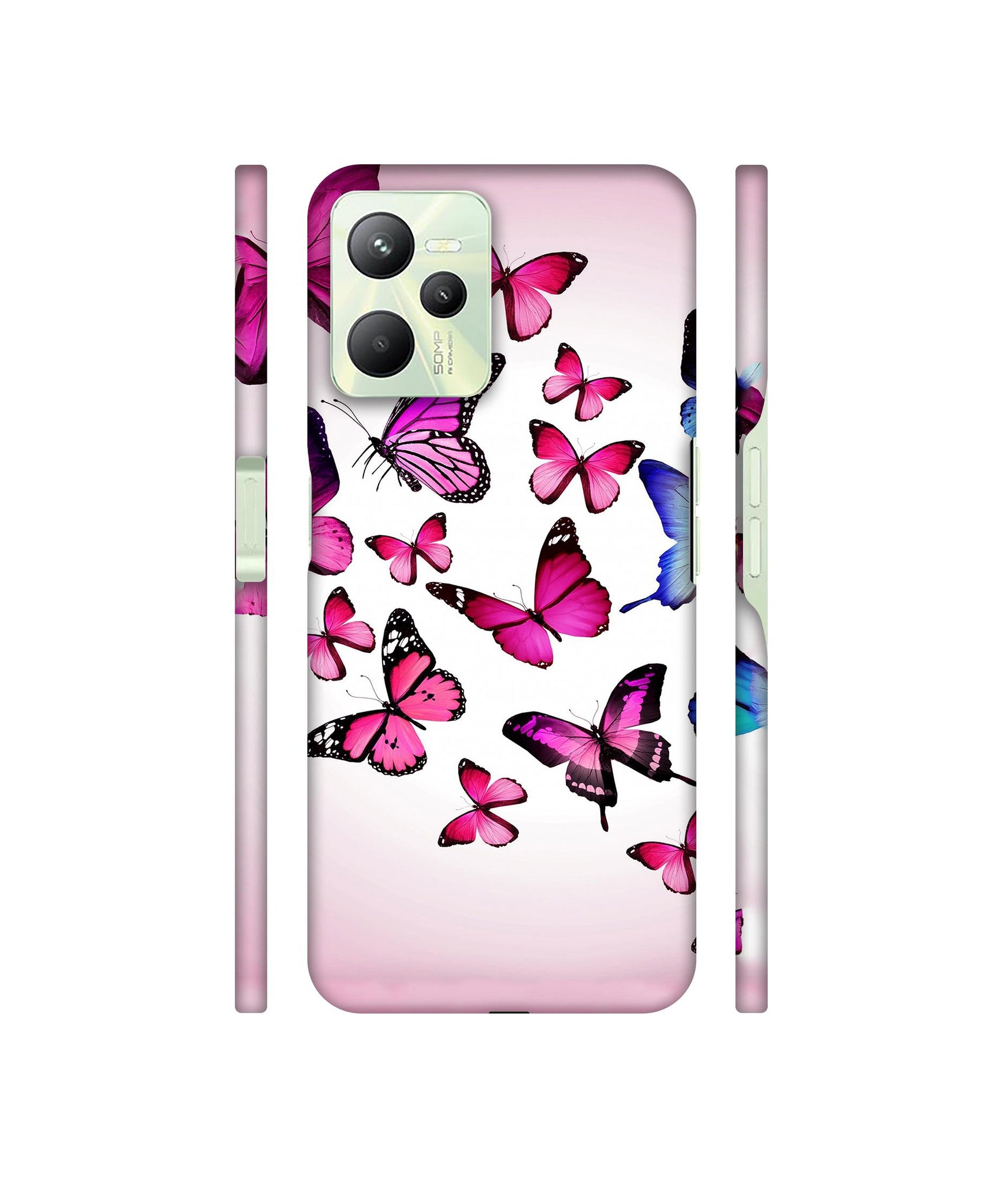 Flying Colorful Butterfly Designer Hard Back Cover for Realme C35 4G