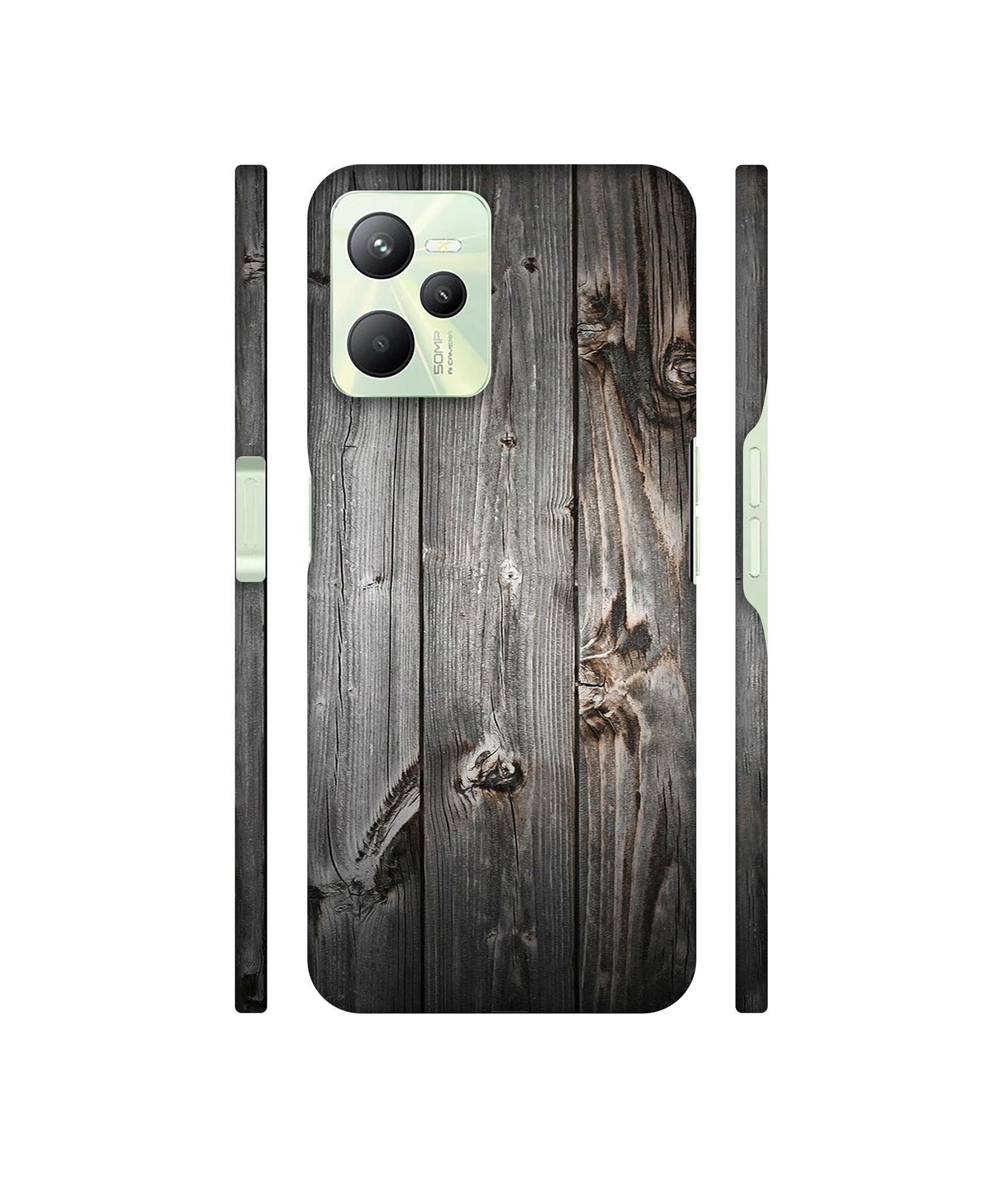 Grey Wooden Texture Designer Hard Back Cover for Realme C35 4G