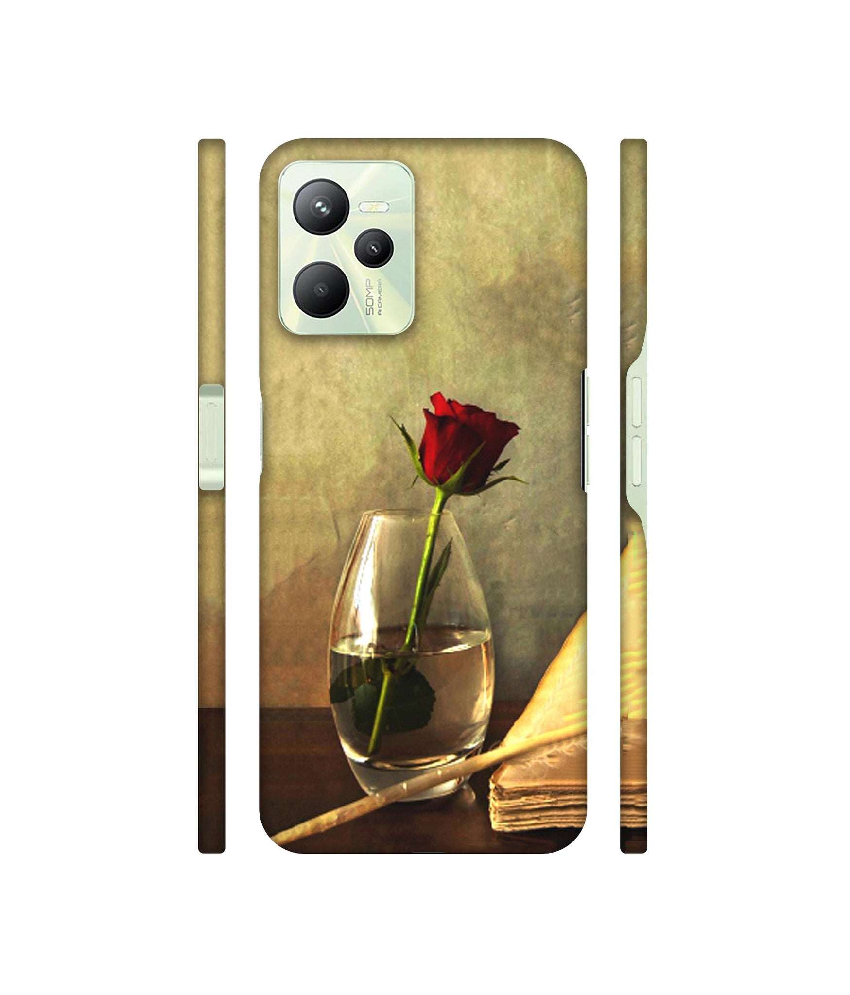 Red Rose in Glass Designer Hard Back Cover for Realme C35 4G