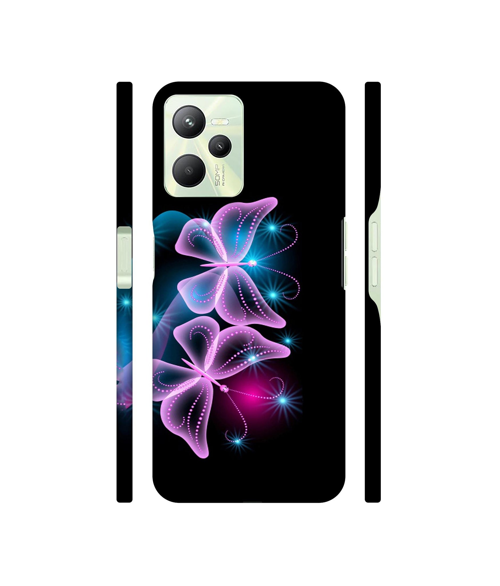 Butterflies Neon Light Designer Hard Back Cover for Realme C35 4G