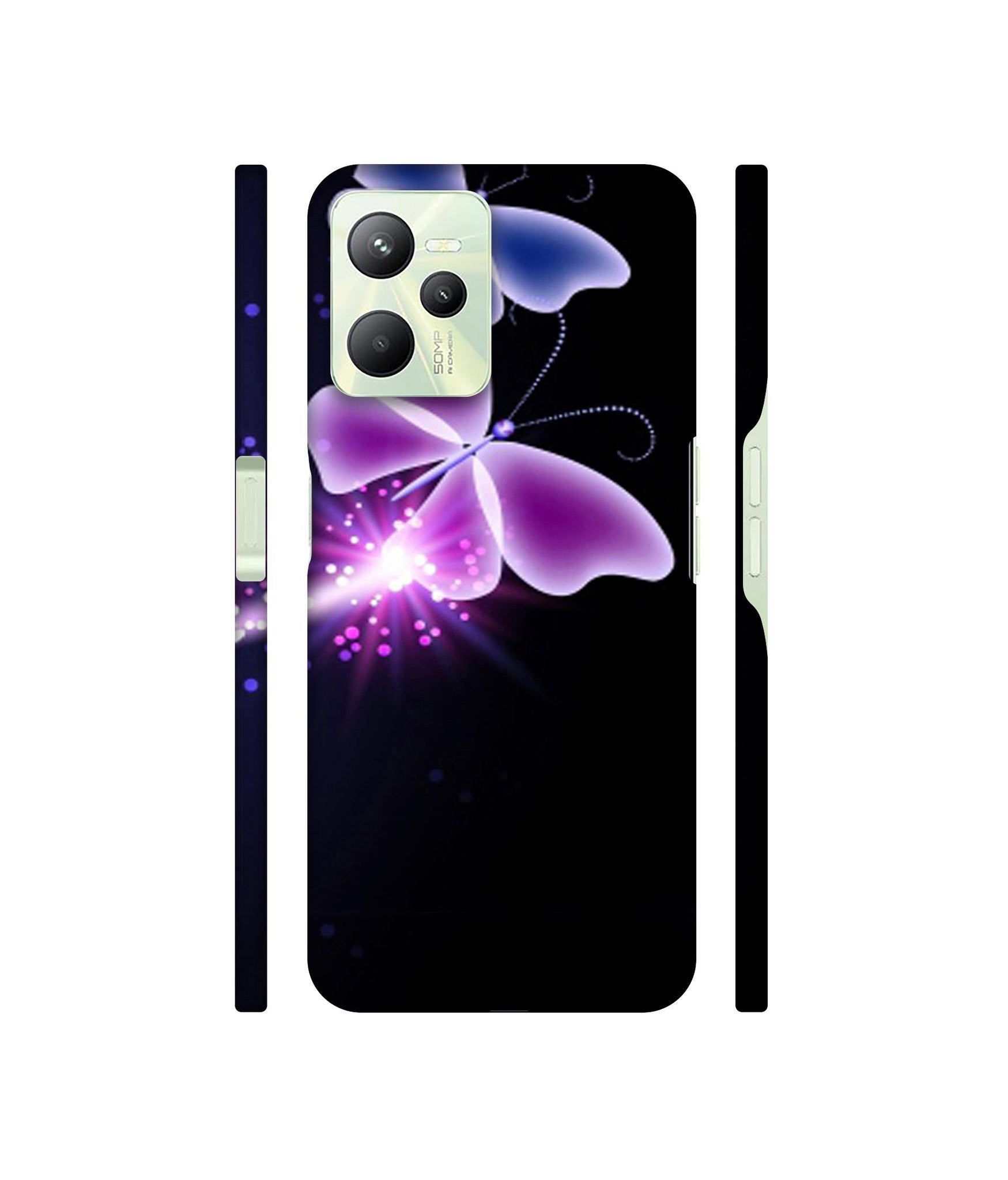 Neon Butterfly Light Abstract Shine Designer Hard Back Cover for Realme C35 4G