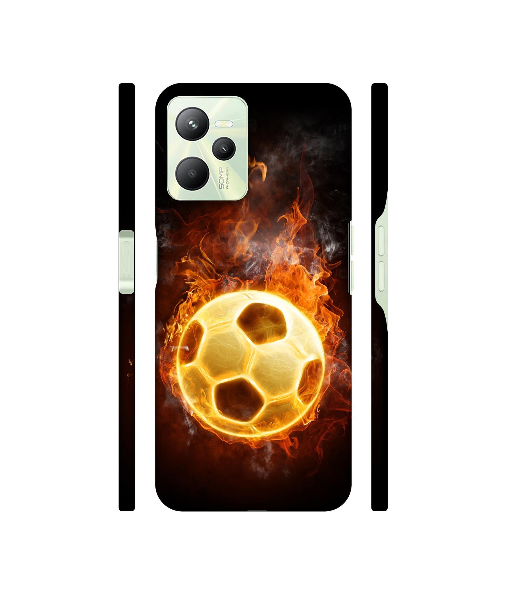 Football & Fire Designer Hard Back Cover for Realme C35 4G
