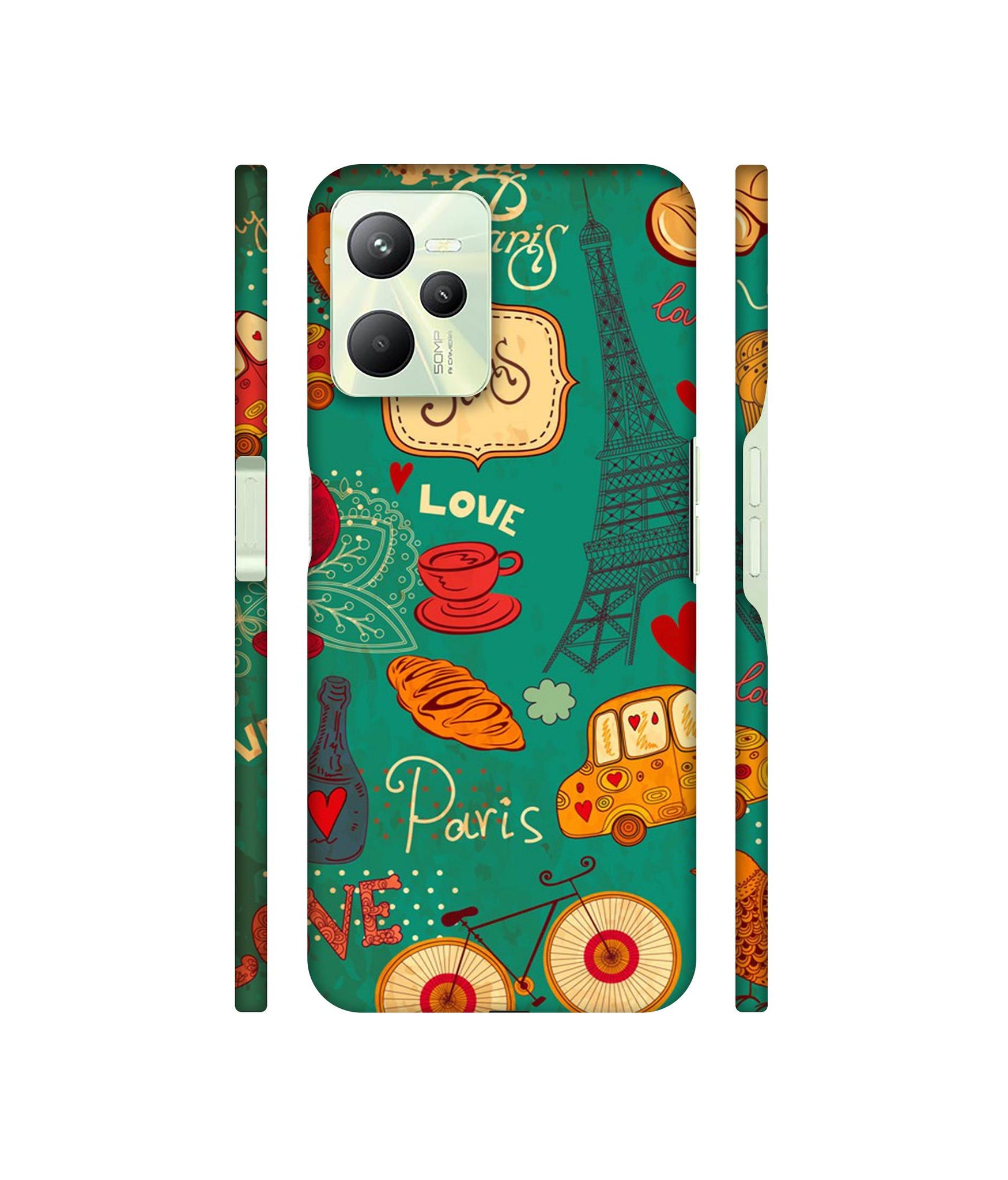 Paris Love Print Designer Hard Back Cover for Realme C35 4G