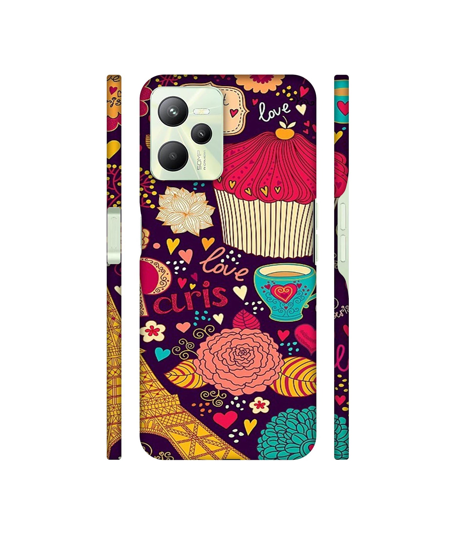 Paris Flower Love Designer Hard Back Cover for Realme C35 4G