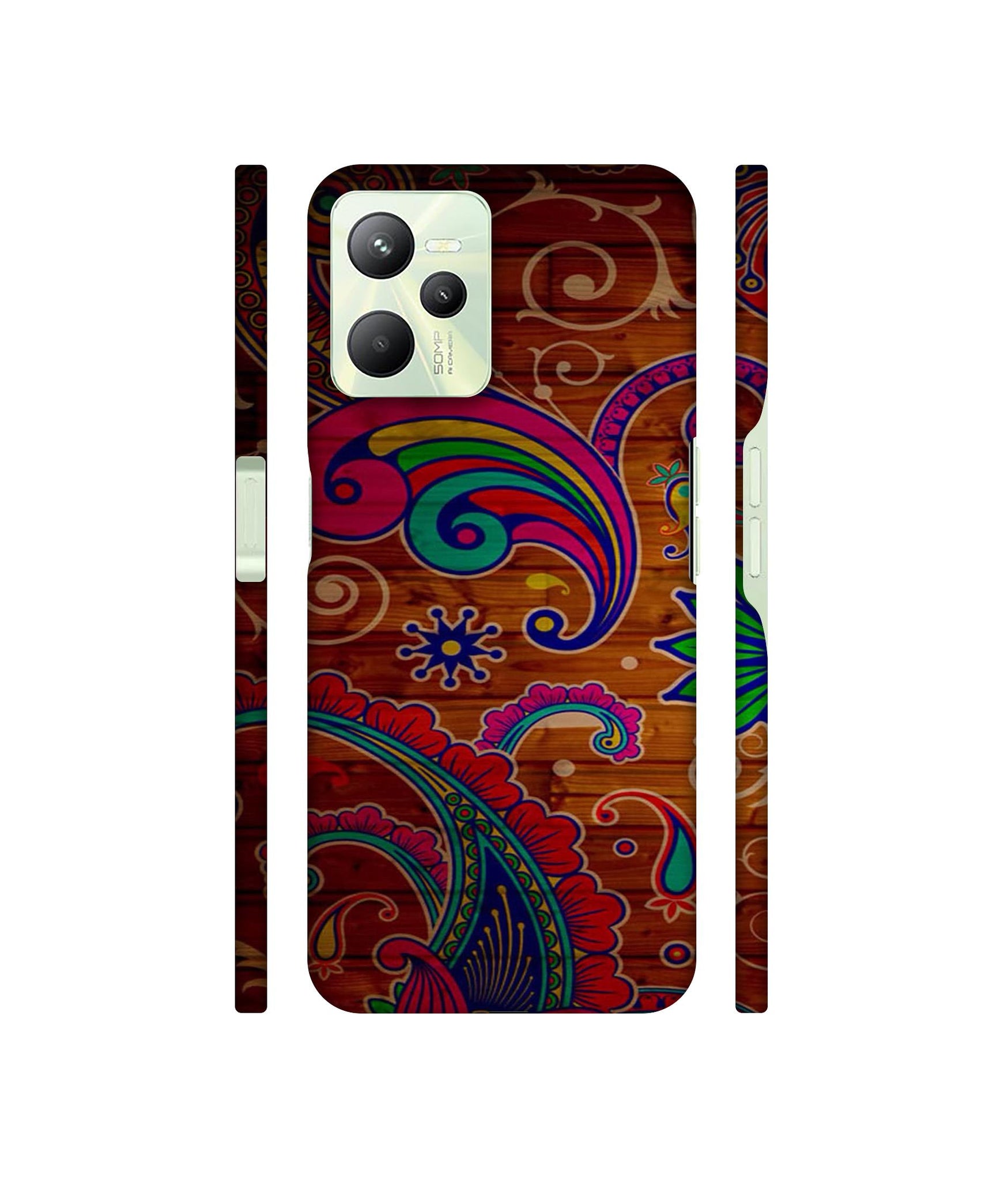 Wooden Pattern Print Designer Hard Back Cover for Realme C35 4G