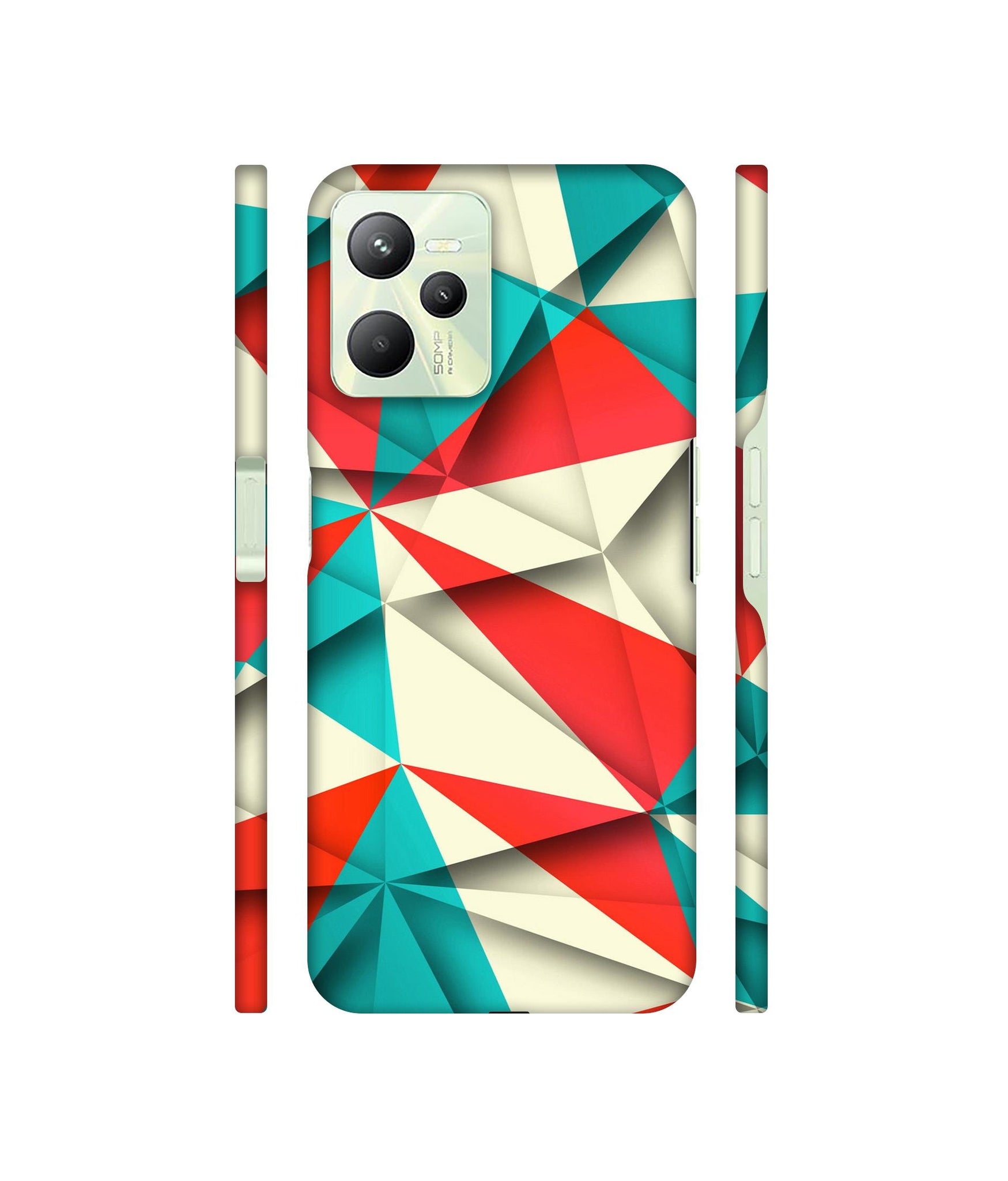 Red Blue White Pattern Designer Hard Back Cover for Realme C35 4G
