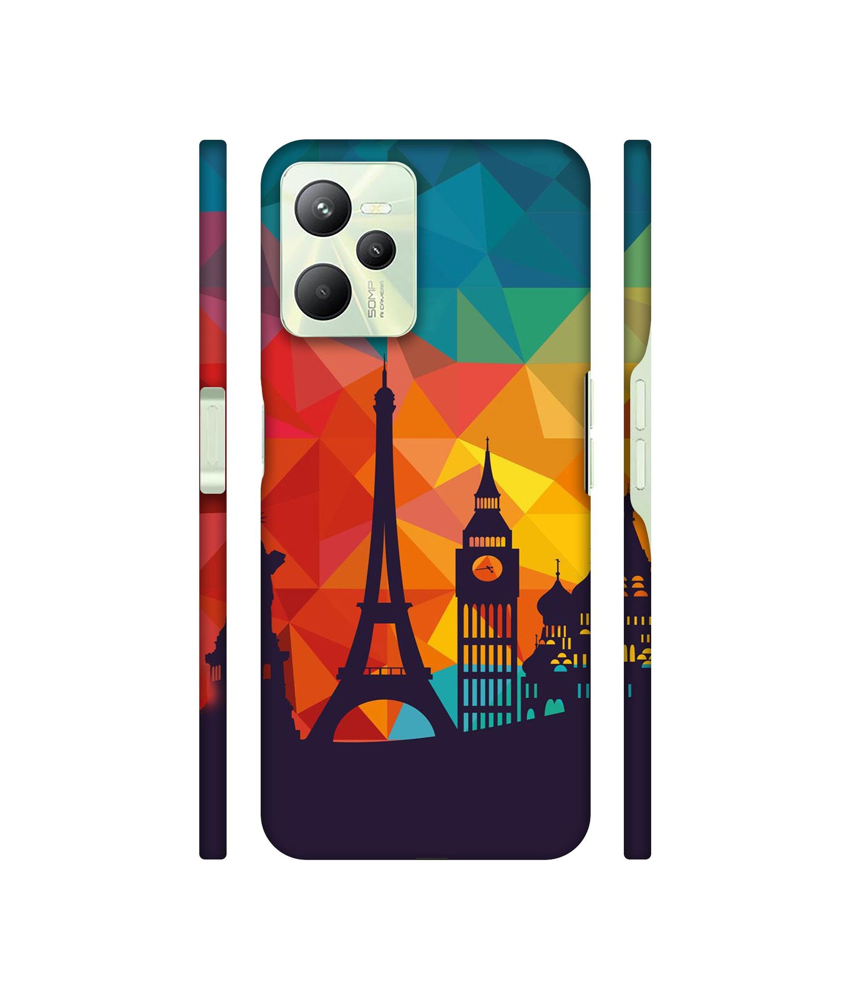 Colored Paris Designer Hard Back Cover for Realme C35 4G
