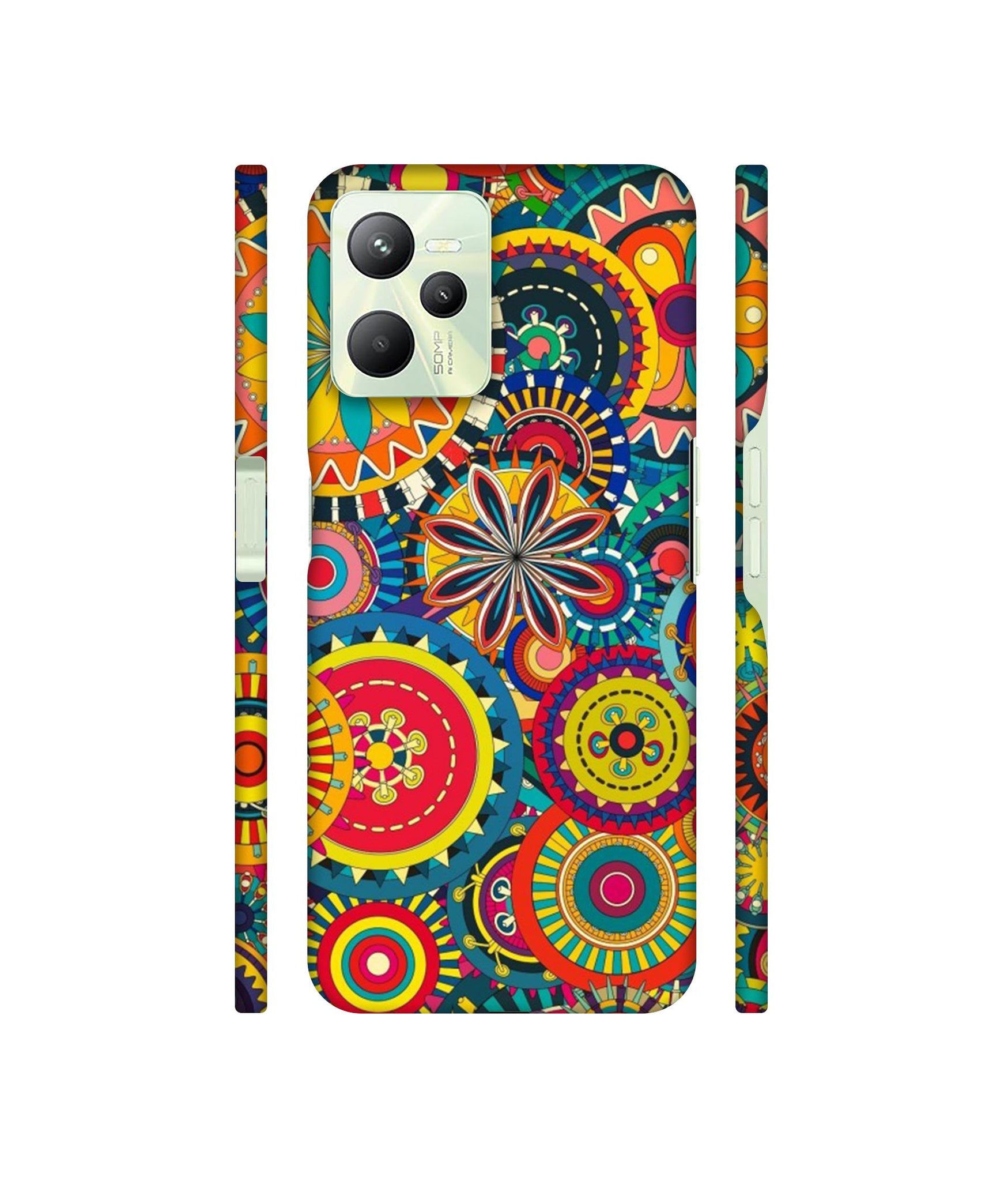 Ring Pattern Print Designer Hard Back Cover for Realme C35 4G