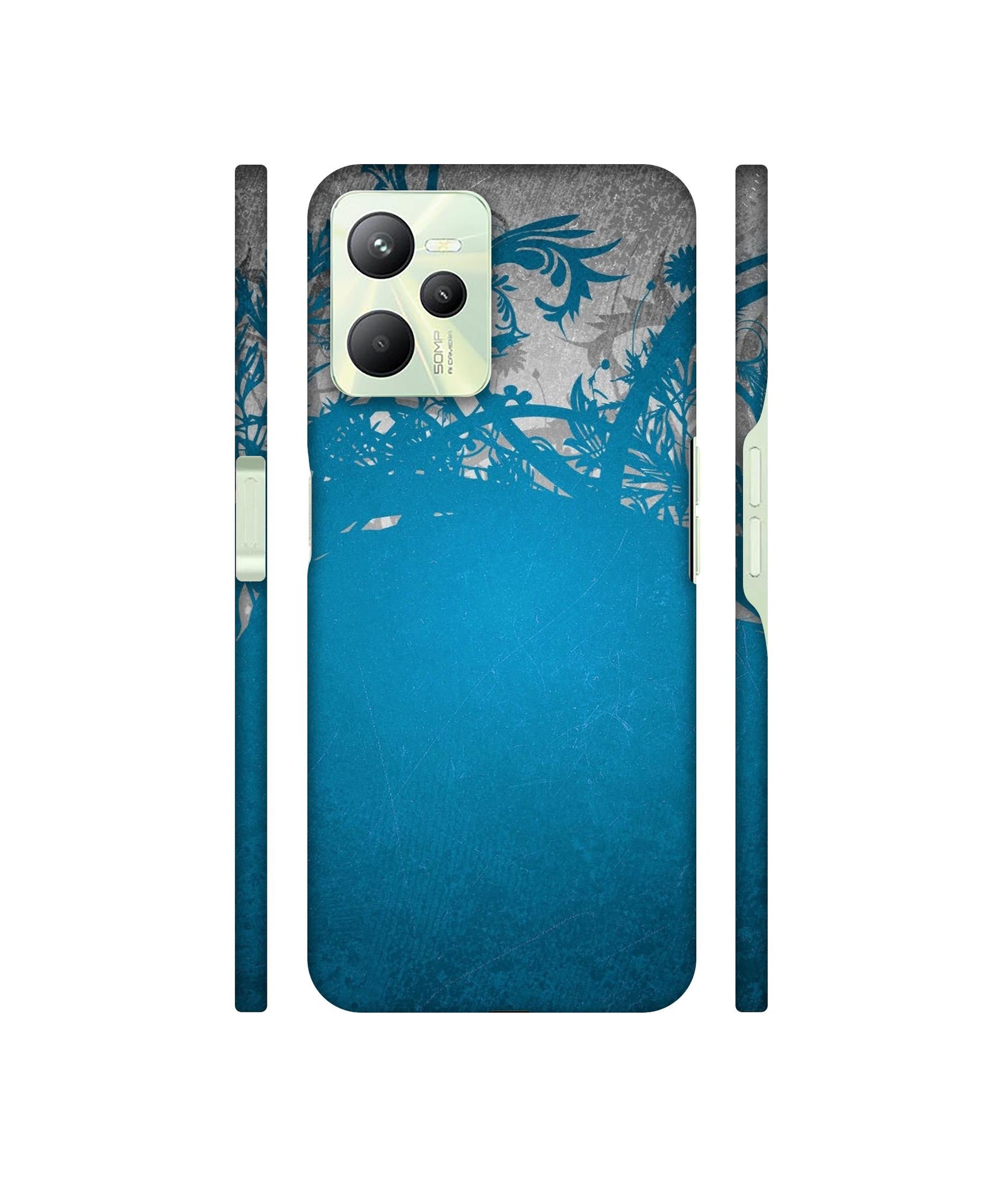 Blue Floral Pattern Designer Hard Back Cover for Realme C35 4G