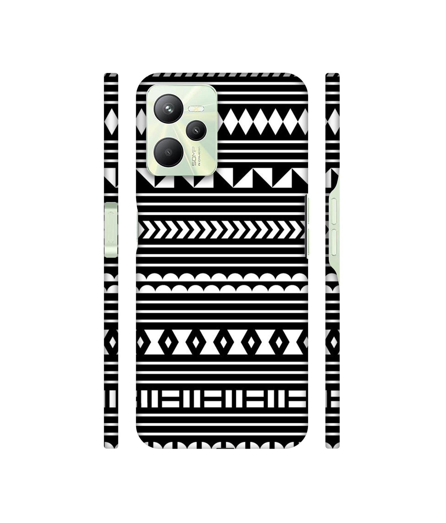 Black Pattern Designer Hard Back Cover for Realme C35 4G