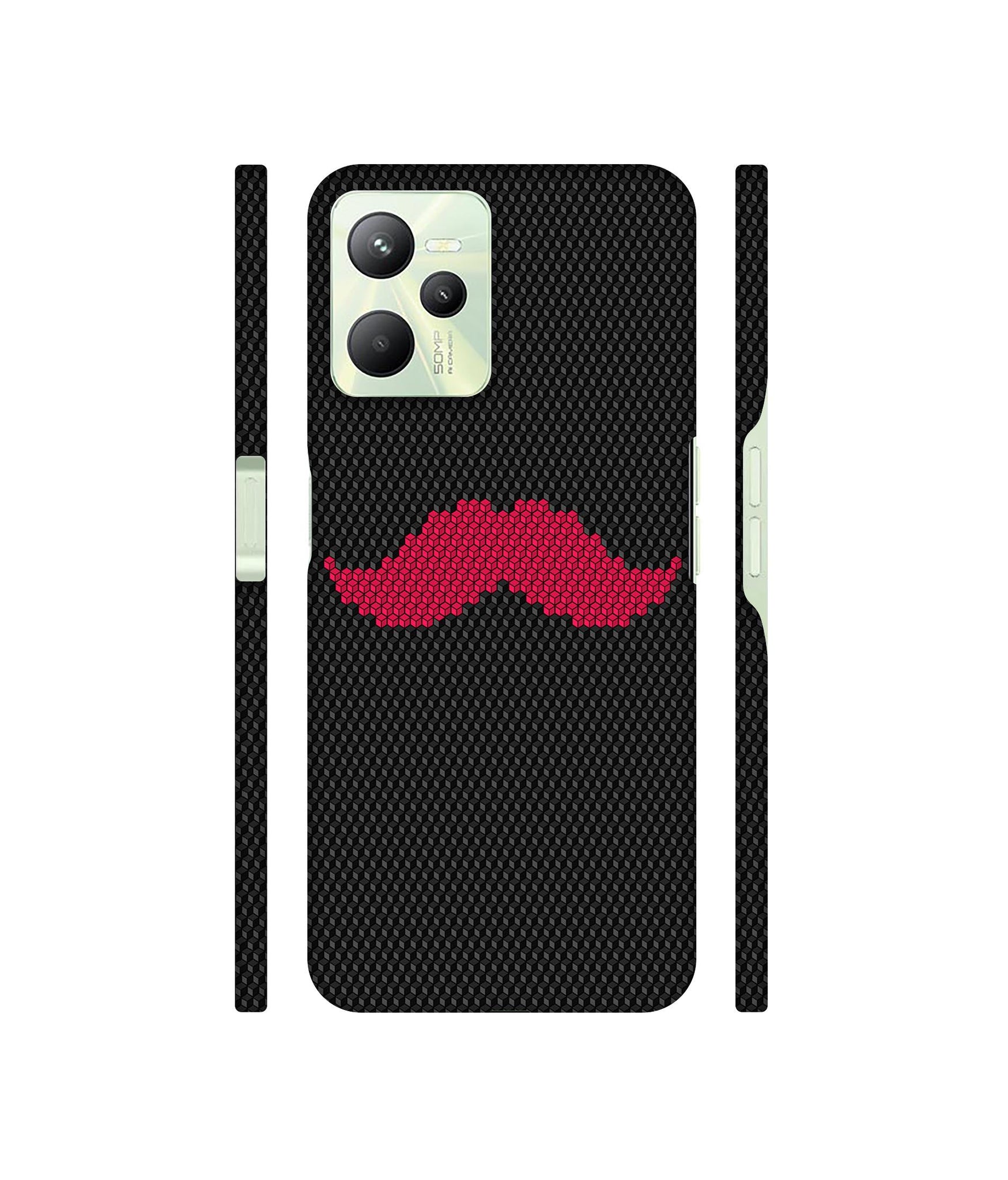 Pink Mustache Pattern Designer Hard Back Cover for Realme C35 4G