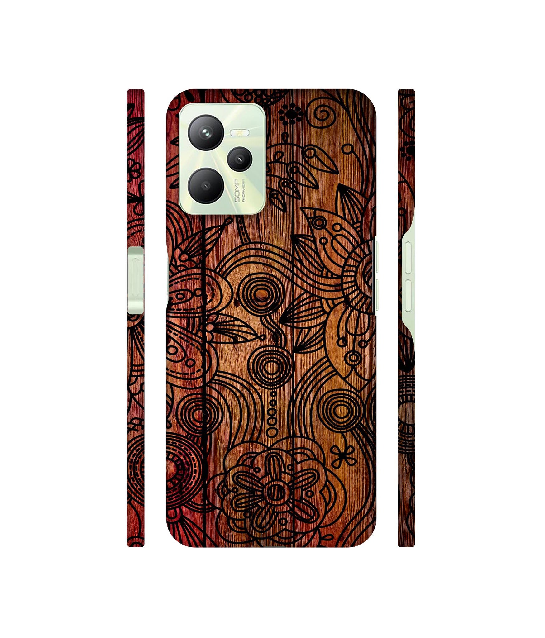 Dark Wooden Background Designer Hard Back Cover for Realme C35 4G