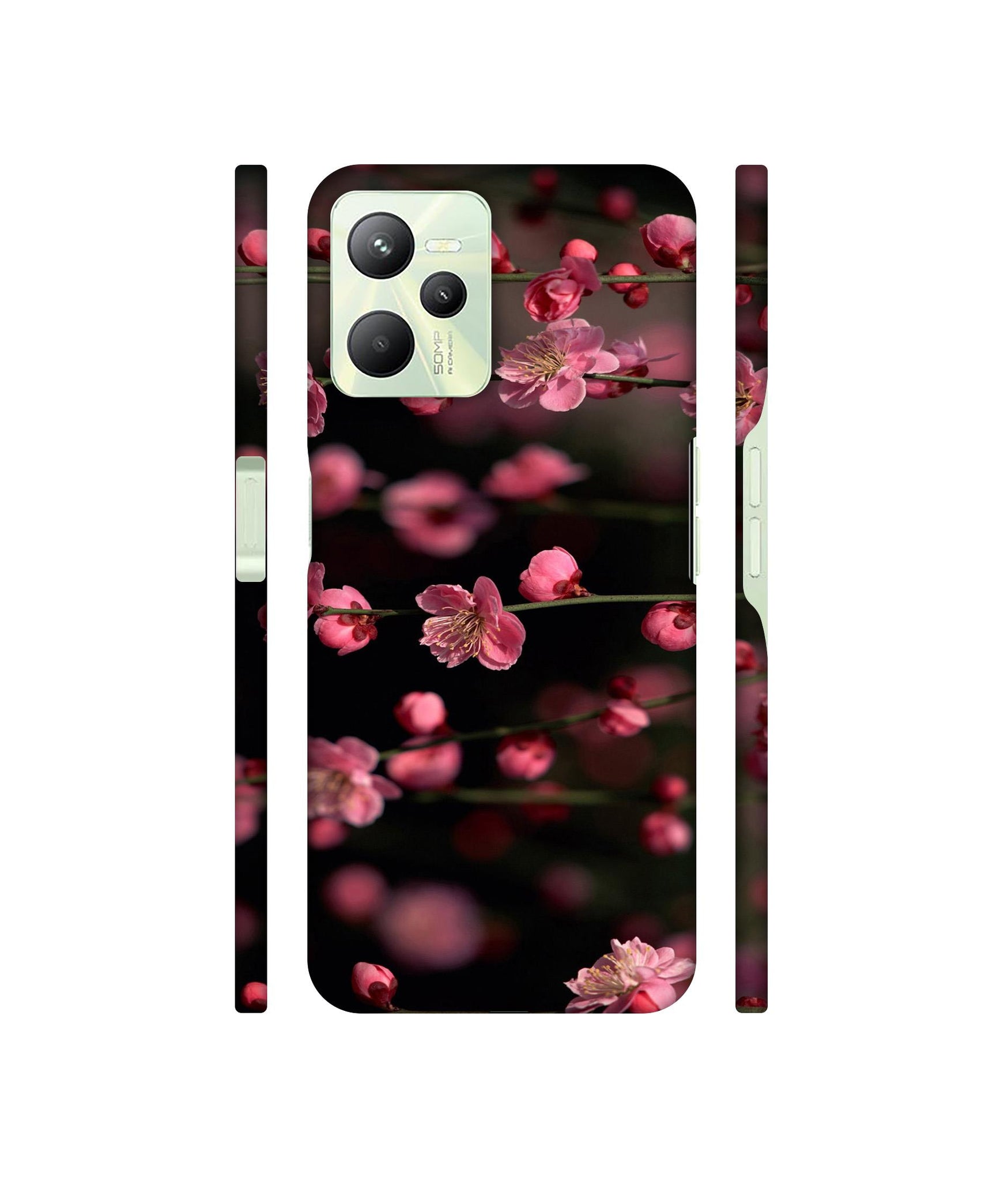 Pink Flowers Designer Hard Back Cover for Realme C35 4G