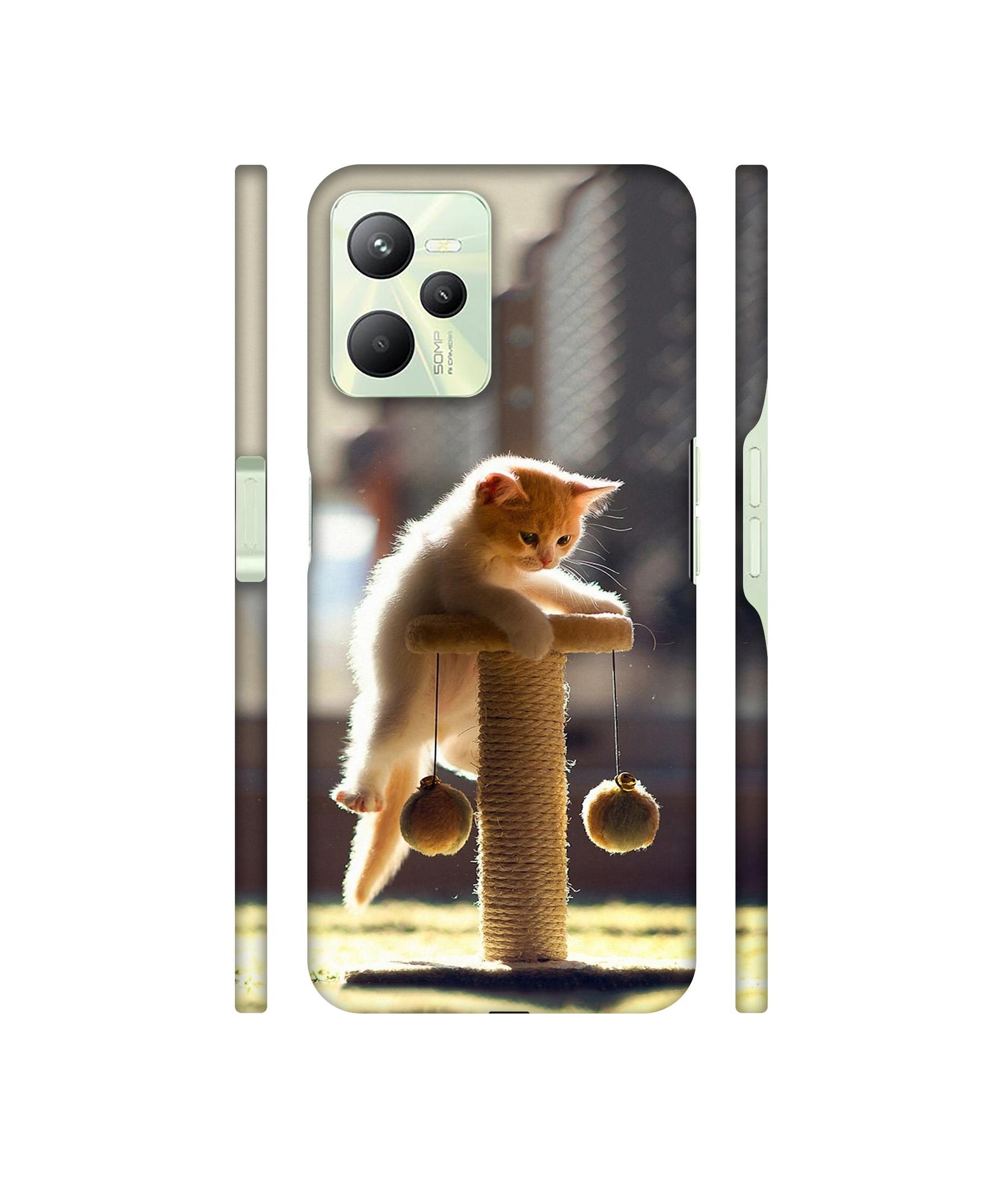 Cat Climbing Designer Hard Back Cover for Realme C35 4G