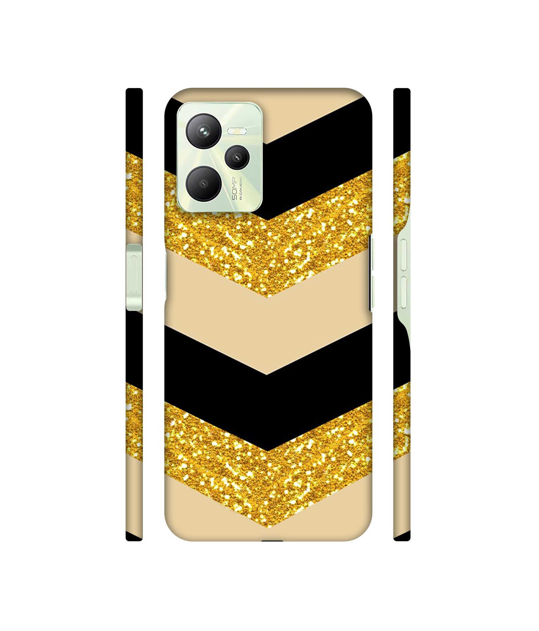 Black & Gold Designer Hard Back Cover for Realme C35 4G