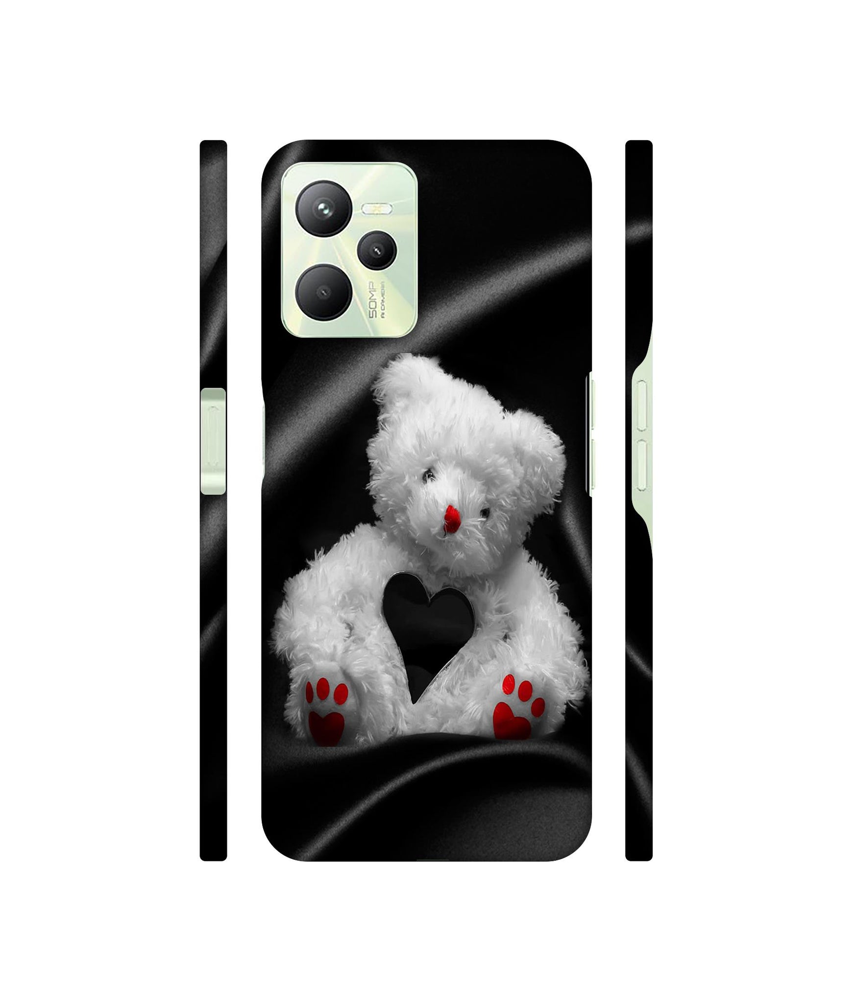 White Teddy Bear Designer Hard Back Cover for Realme C35 4G