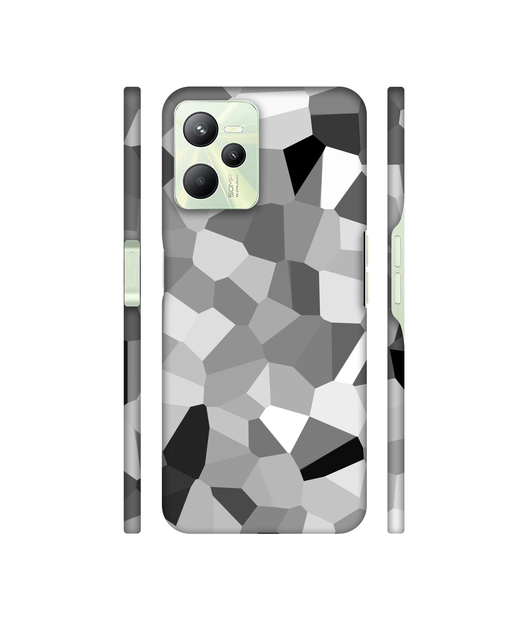 Black & White Mathematical Shape Designer Hard Back Cover for Realme C35 4G