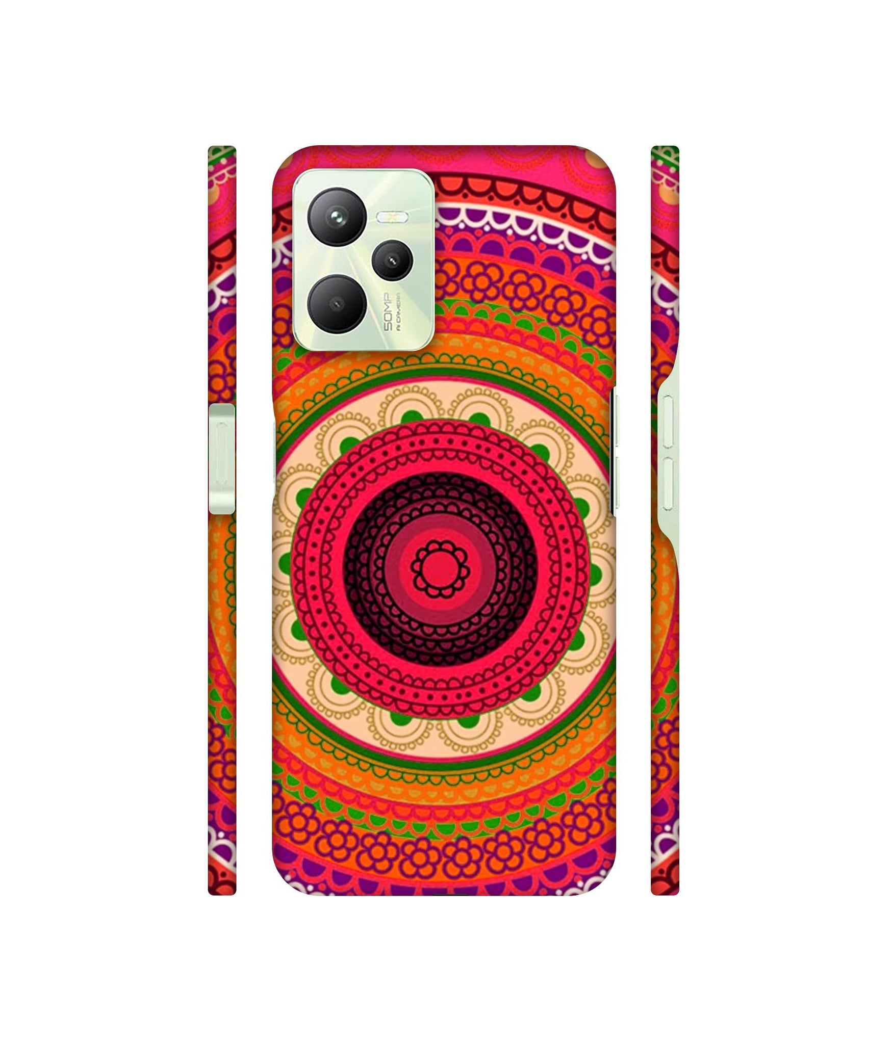 Round Rangoli Designer Hard Back Cover for Realme C35 4G