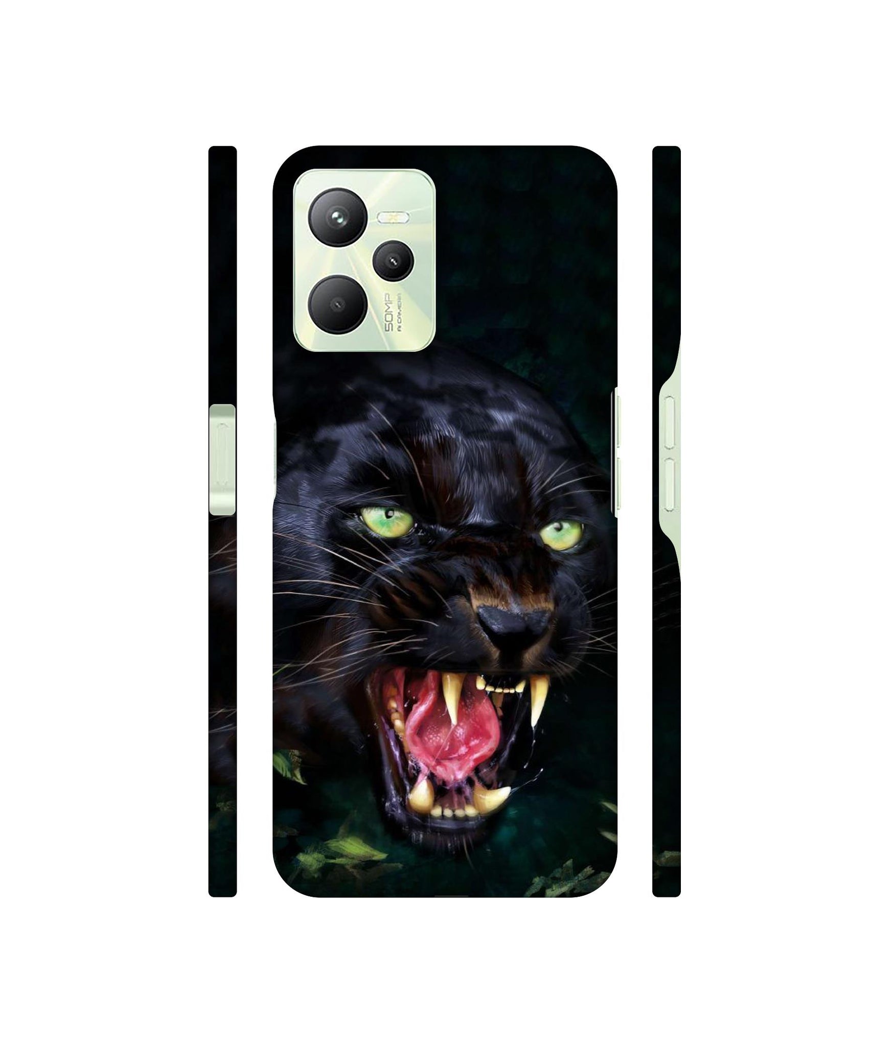 Angry Black Tiger Face Designer Hard Back Cover for Realme C35 4G