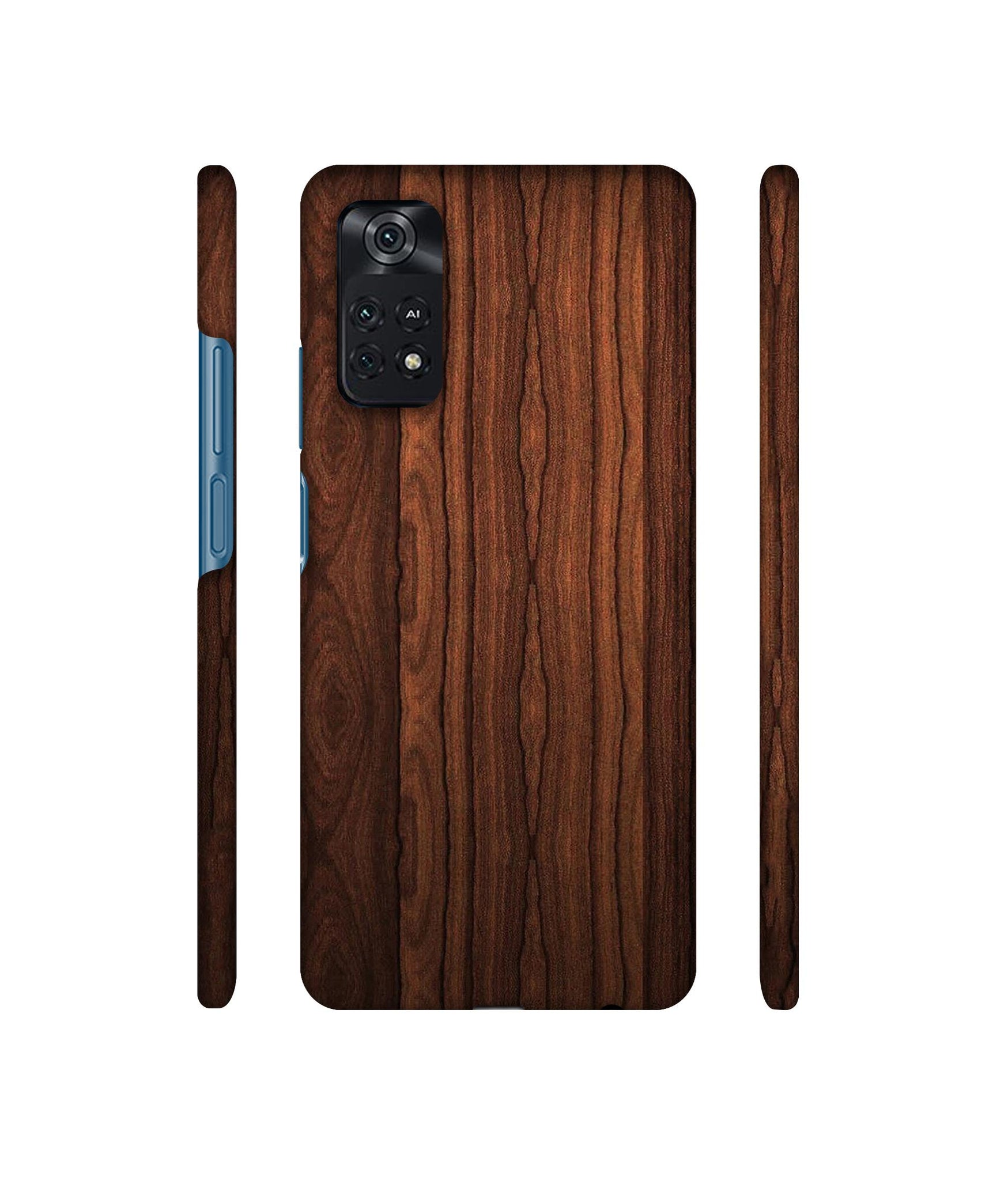 Brown Wooden Texture Designer Hard Back Cover for Mi Poco M4 Pro 4G