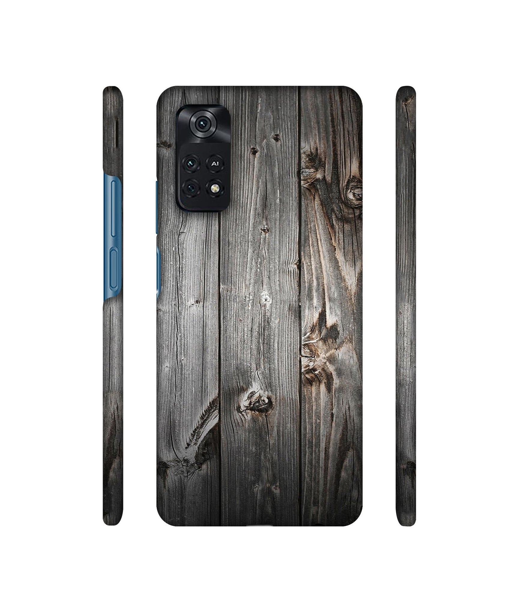 Grey Wooden Texture Designer Hard Back Cover for Mi Poco M4 Pro 4G