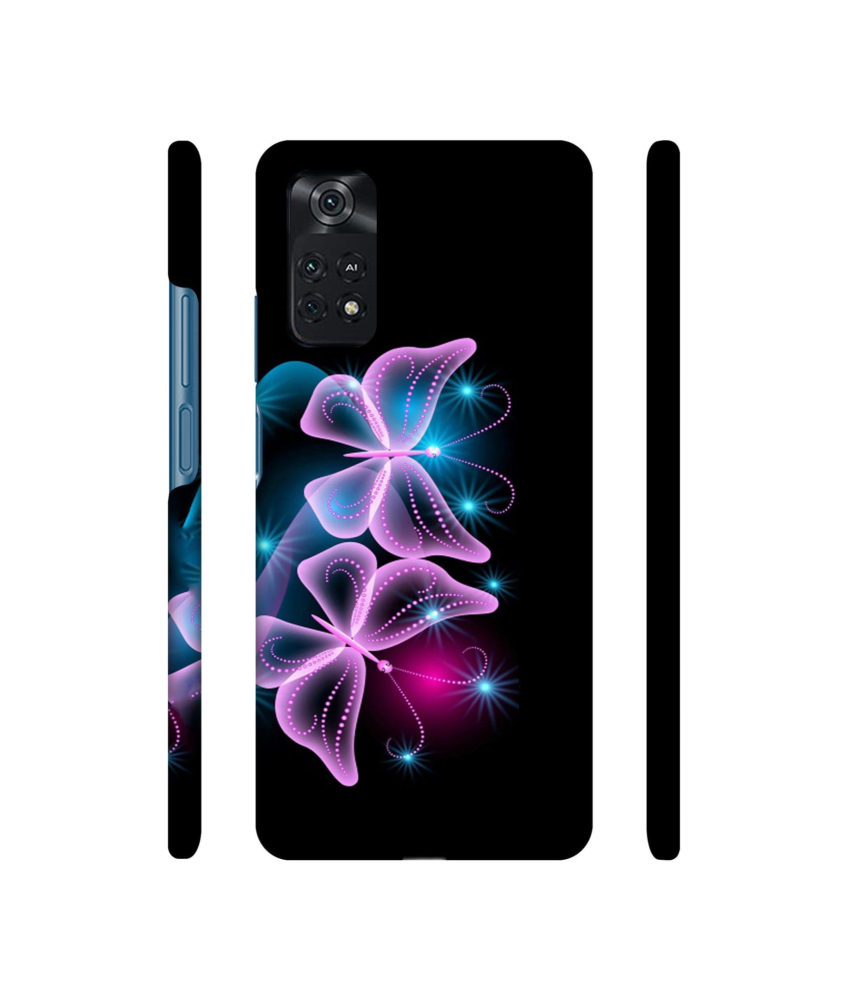 Butterflies Neon Light Designer Hard Back Cover for Mi Poco M4 Pro 4G