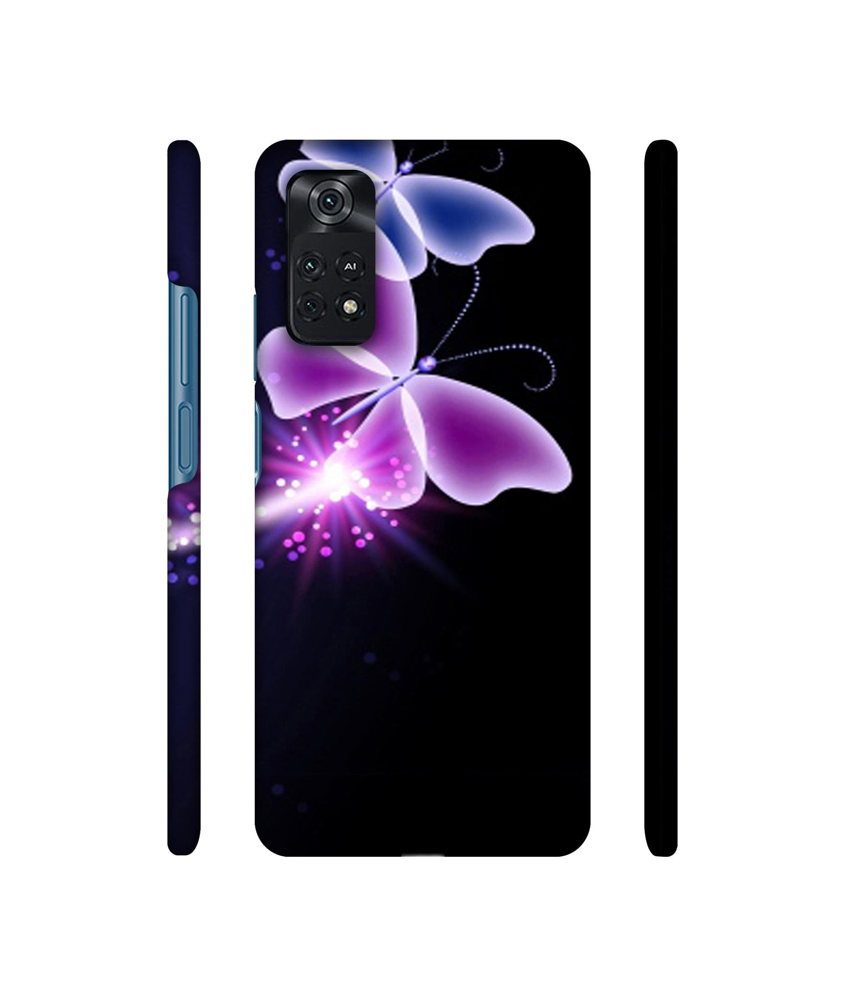 Neon Butterfly Light Abstract Shine Designer Hard Back Cover for Mi Poco M4 Pro 4G