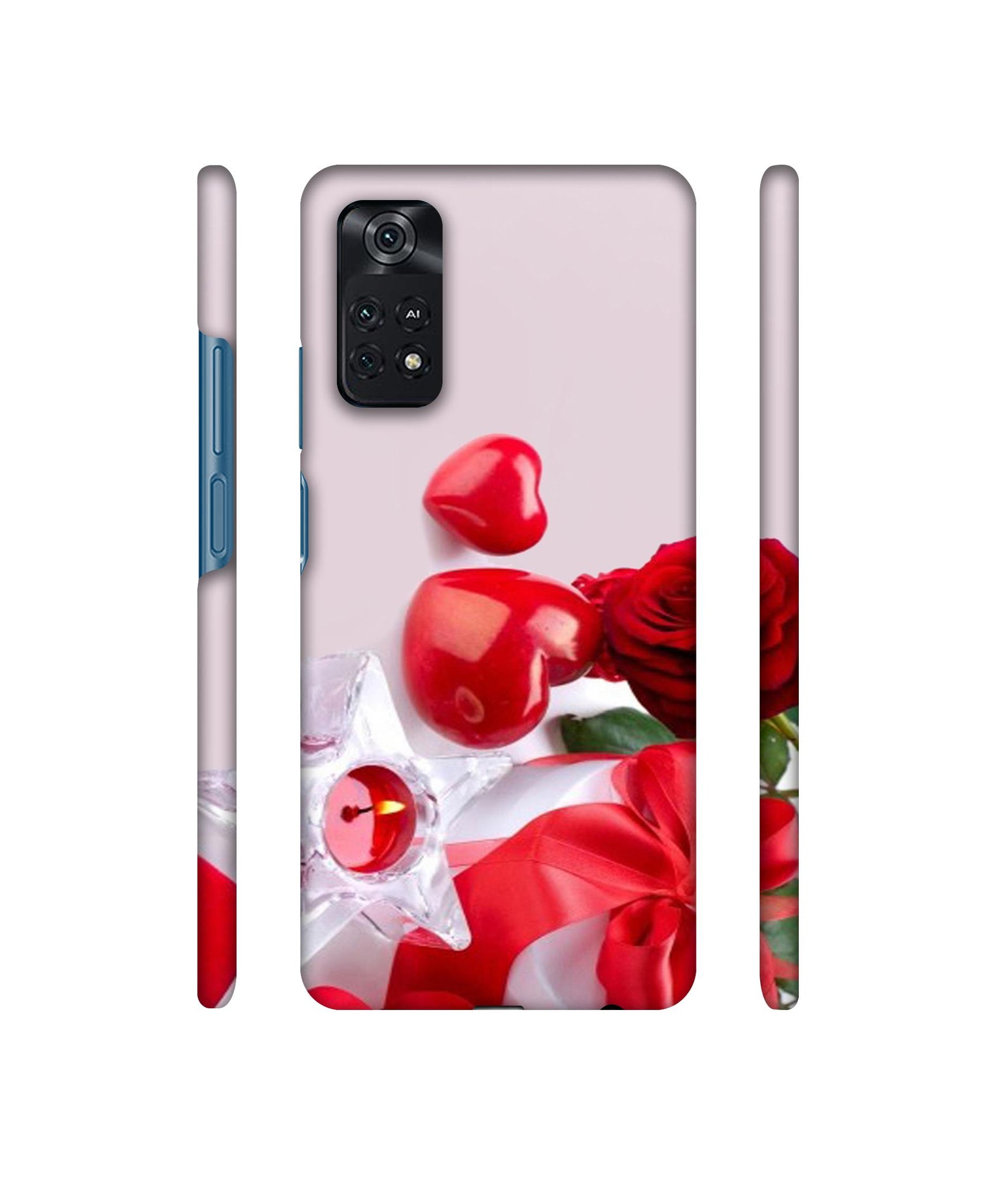 Red Rose Heart Valentines Couple Designer Hard Back Cover for Mi Poco M4 Pro 4G