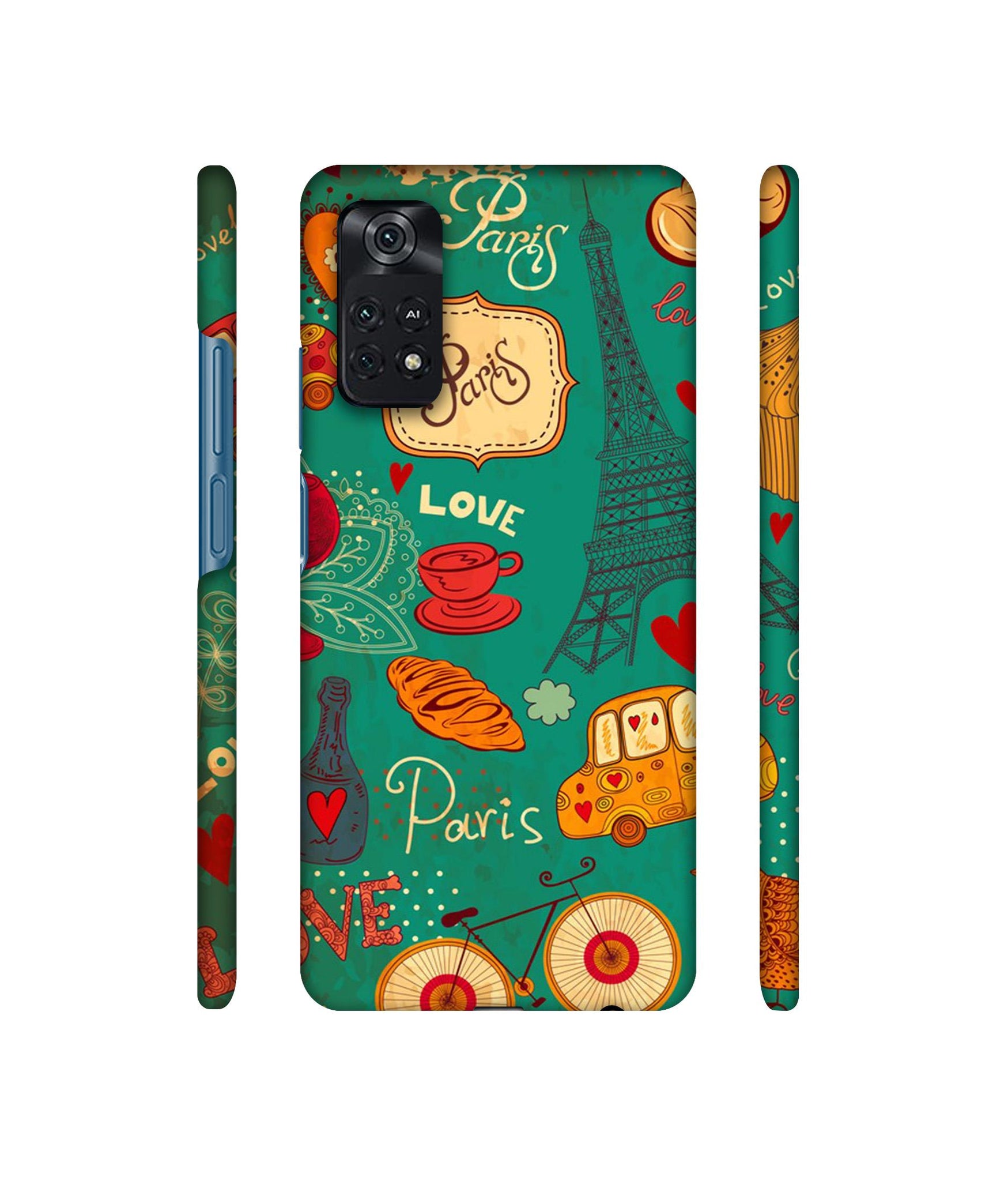 Paris Love Print Designer Hard Back Cover for Mi Poco M4 Pro 4G