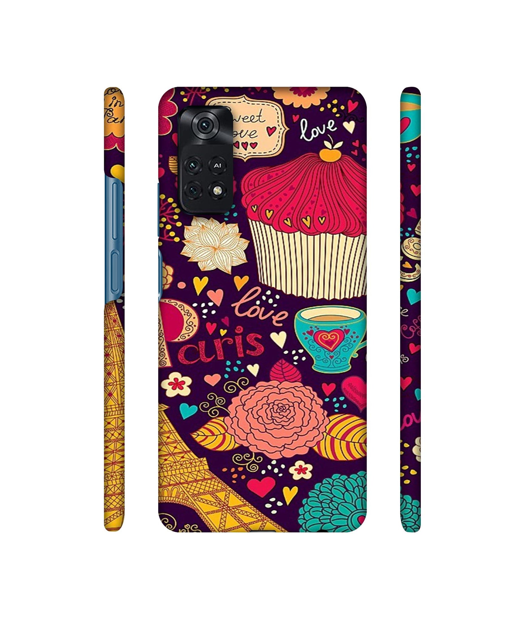 Paris Flower Love Designer Hard Back Cover for Mi Poco M4 Pro 4G