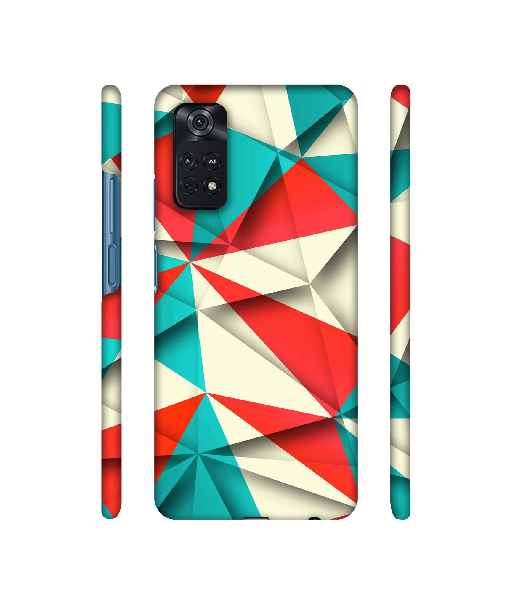Red Blue White Pattern Designer Hard Back Cover for Mi Poco M4 Pro 4G