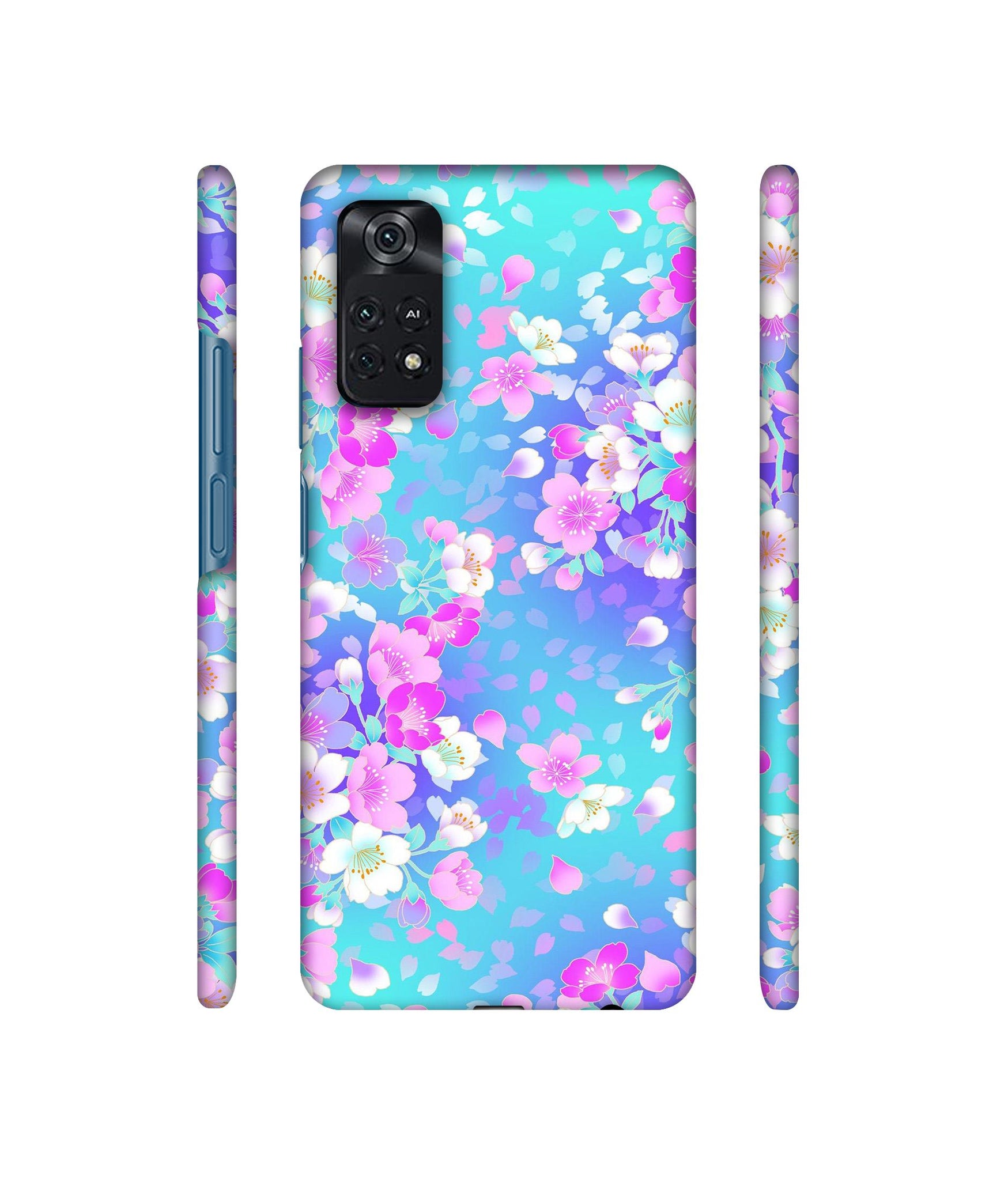 Floral Blue Pattern Designer Hard Back Cover for Mi Poco M4 Pro 4G
