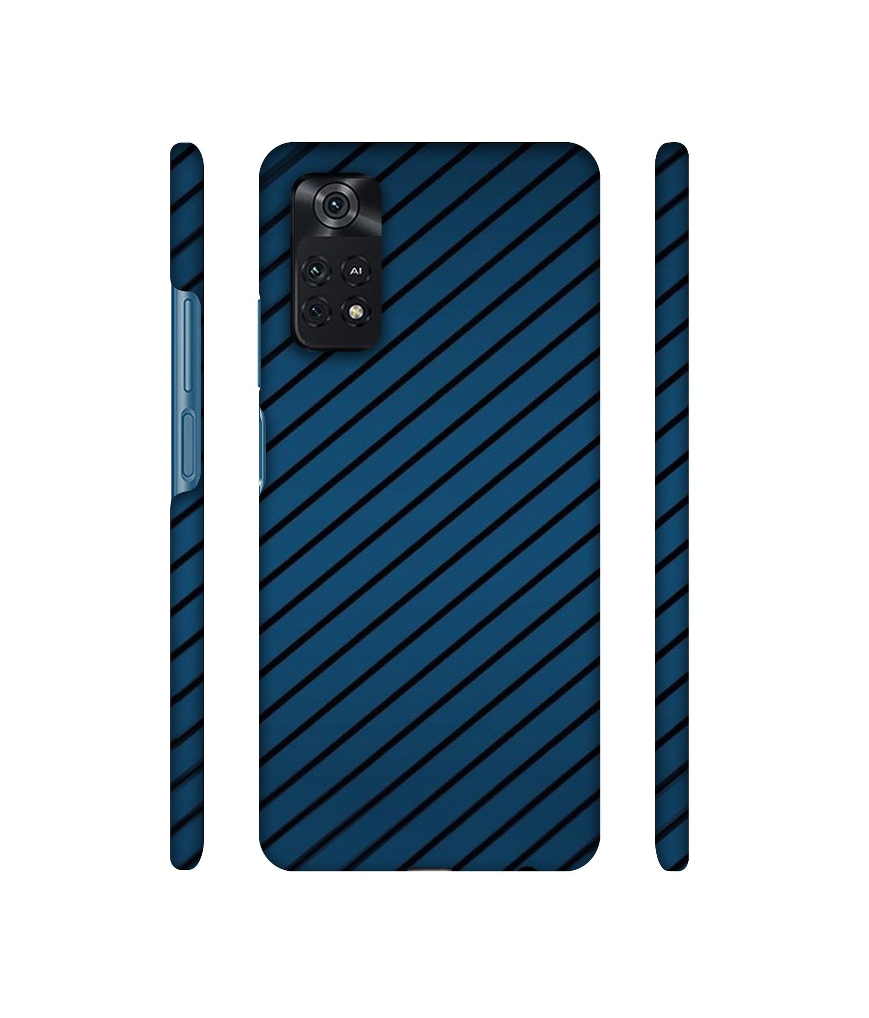 Blue Stripes Designer Hard Back Cover for Mi Poco M4 Pro 4G