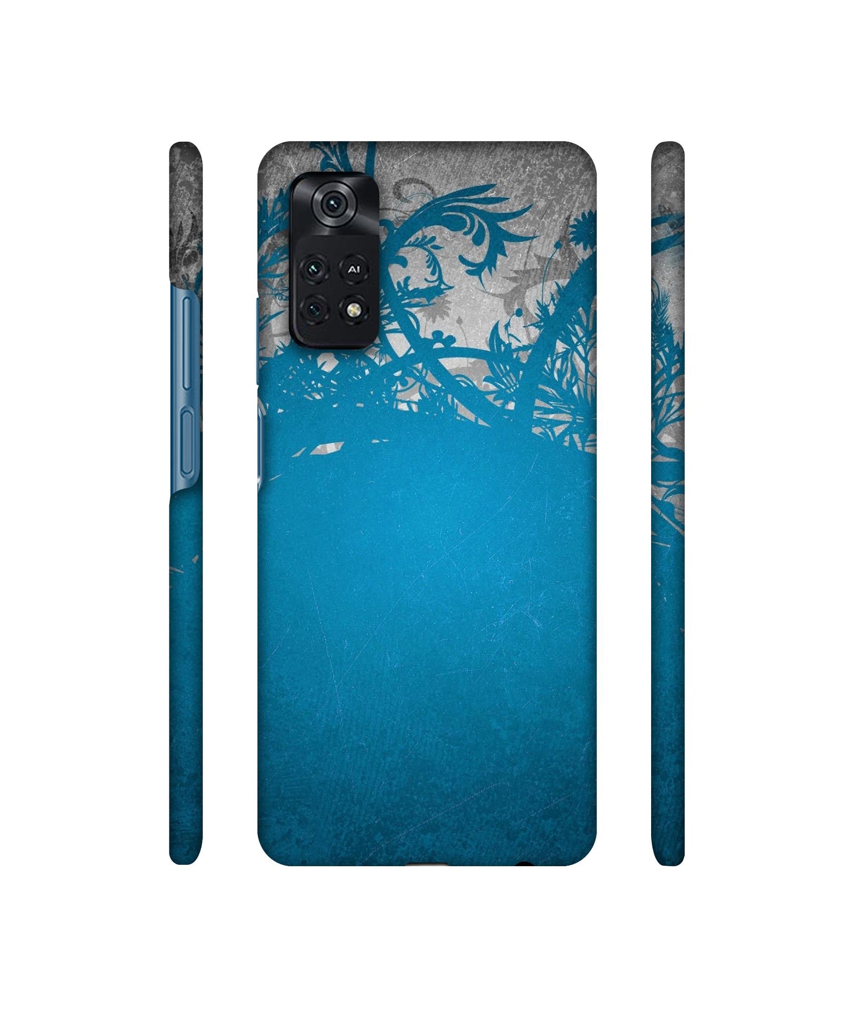 Blue Floral Pattern Designer Hard Back Cover for Mi Poco M4 Pro 4G