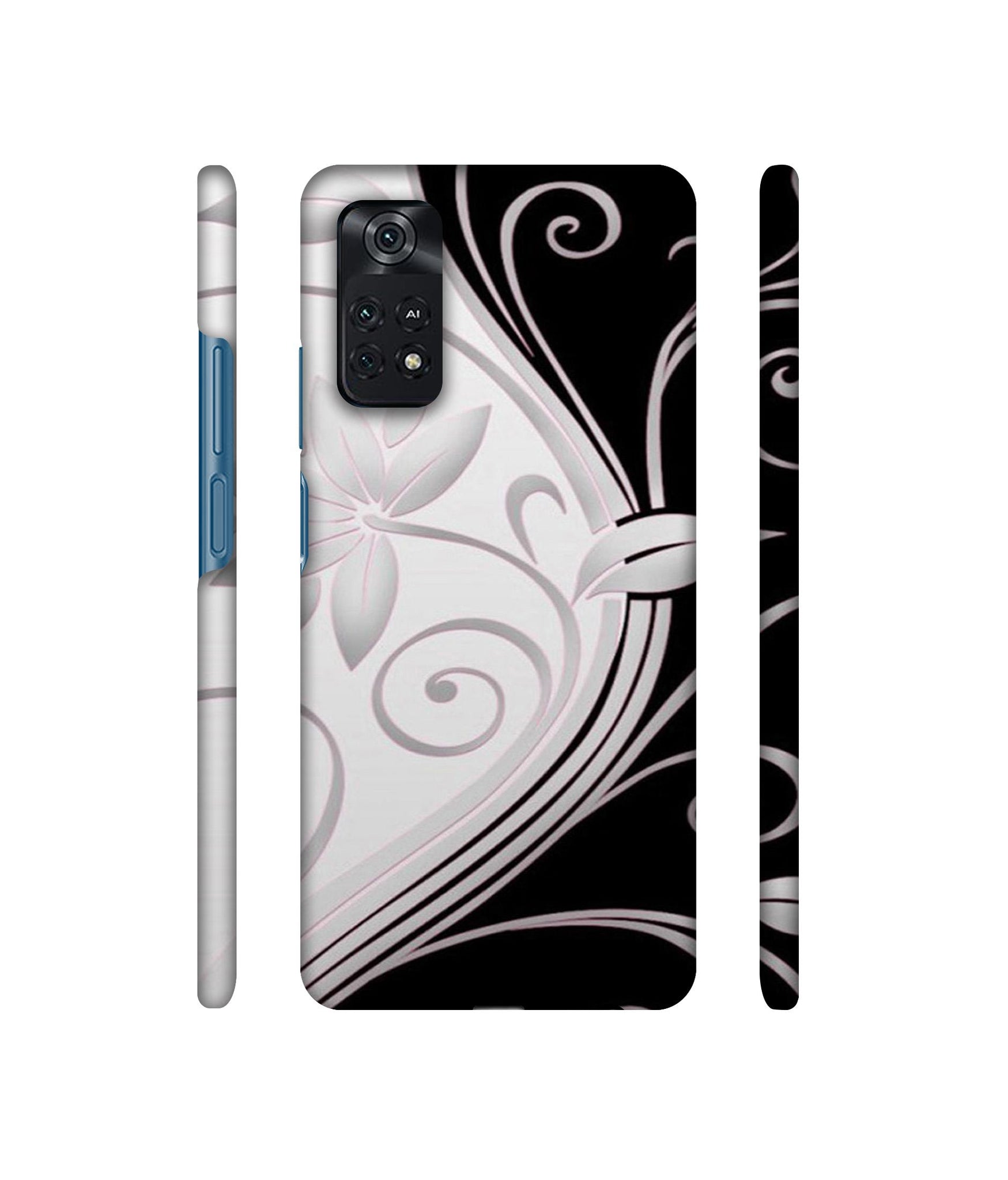 Black And White Flower Designer Hard Back Cover for Mi Poco M4 Pro 4G