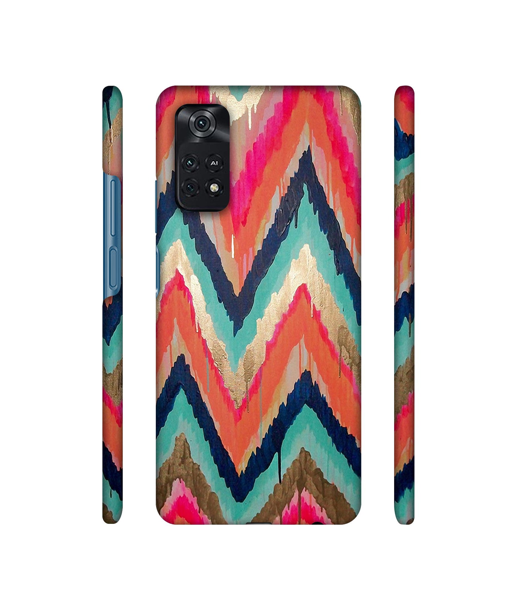 Colorful Zig-Zag Lines Art Designer Hard Back Cover for Mi Poco M4 Pro 4G