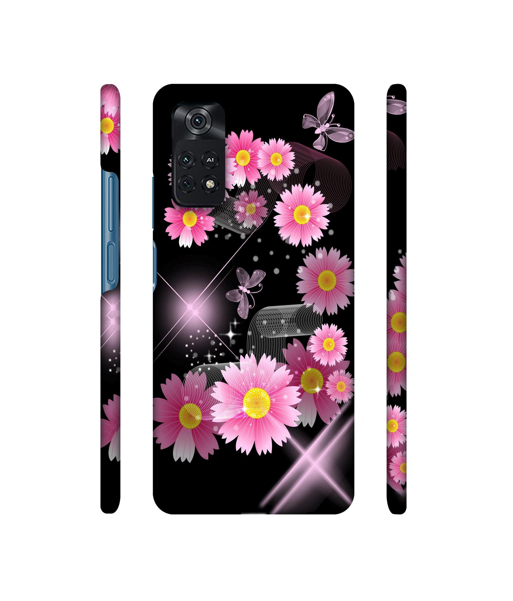 Pink Flower Designer Hard Back Cover for Mi Poco M4 Pro 4G
