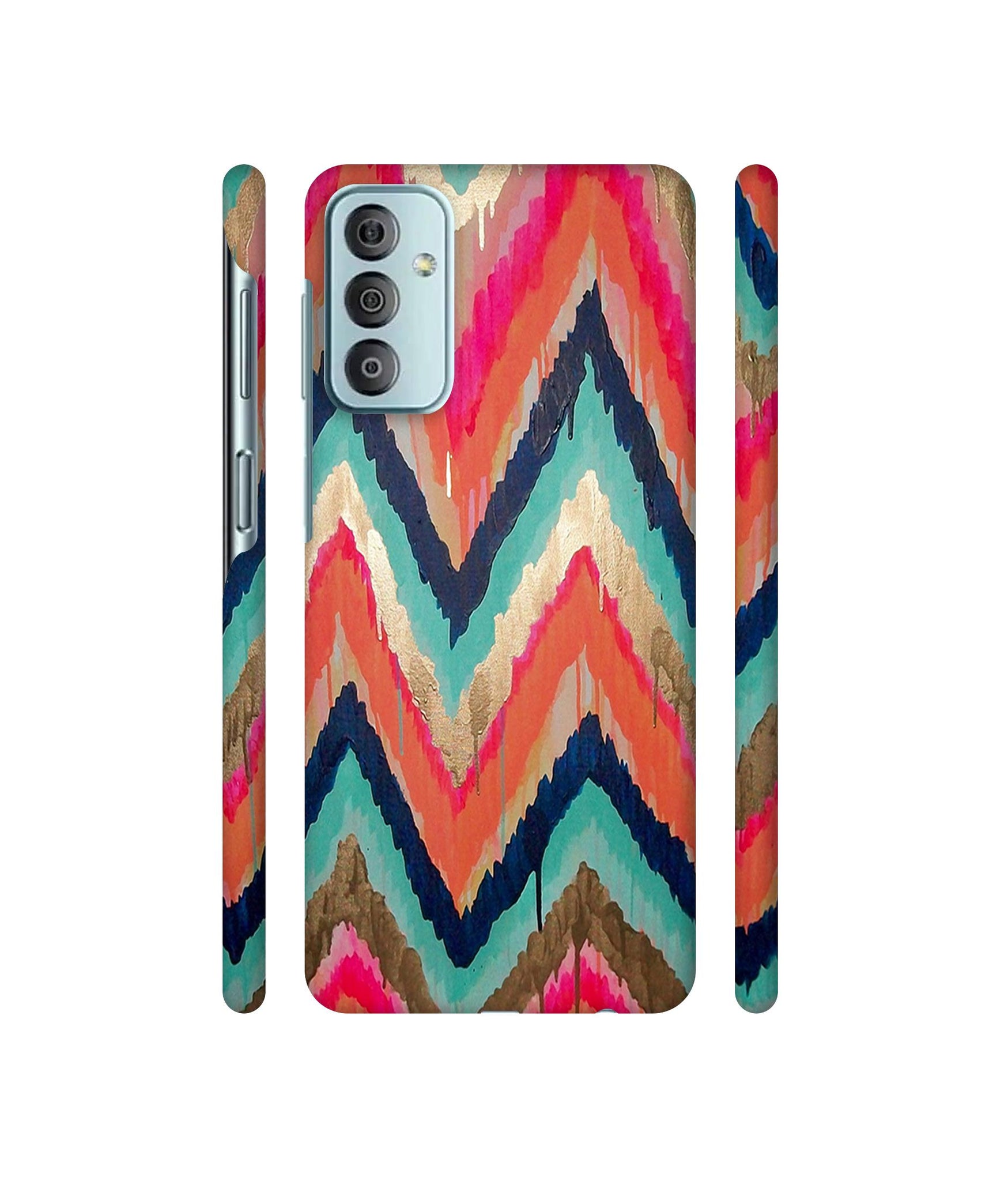 Colorful Zig-Zag Lines Art Designer Hard Back Cover for Samsung Galaxy F23 5G